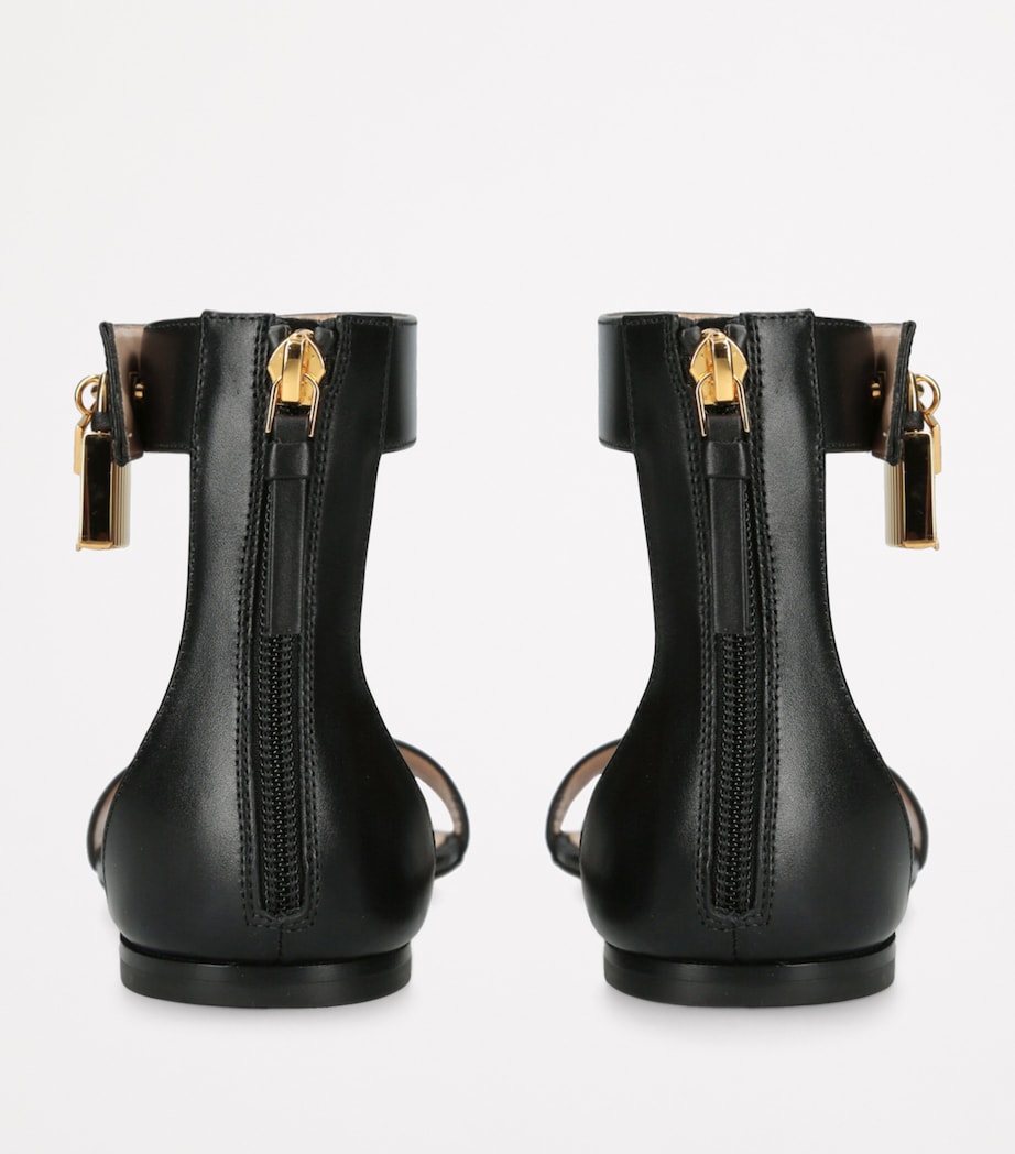 Leather Padlock Sandals BLACK Image 2