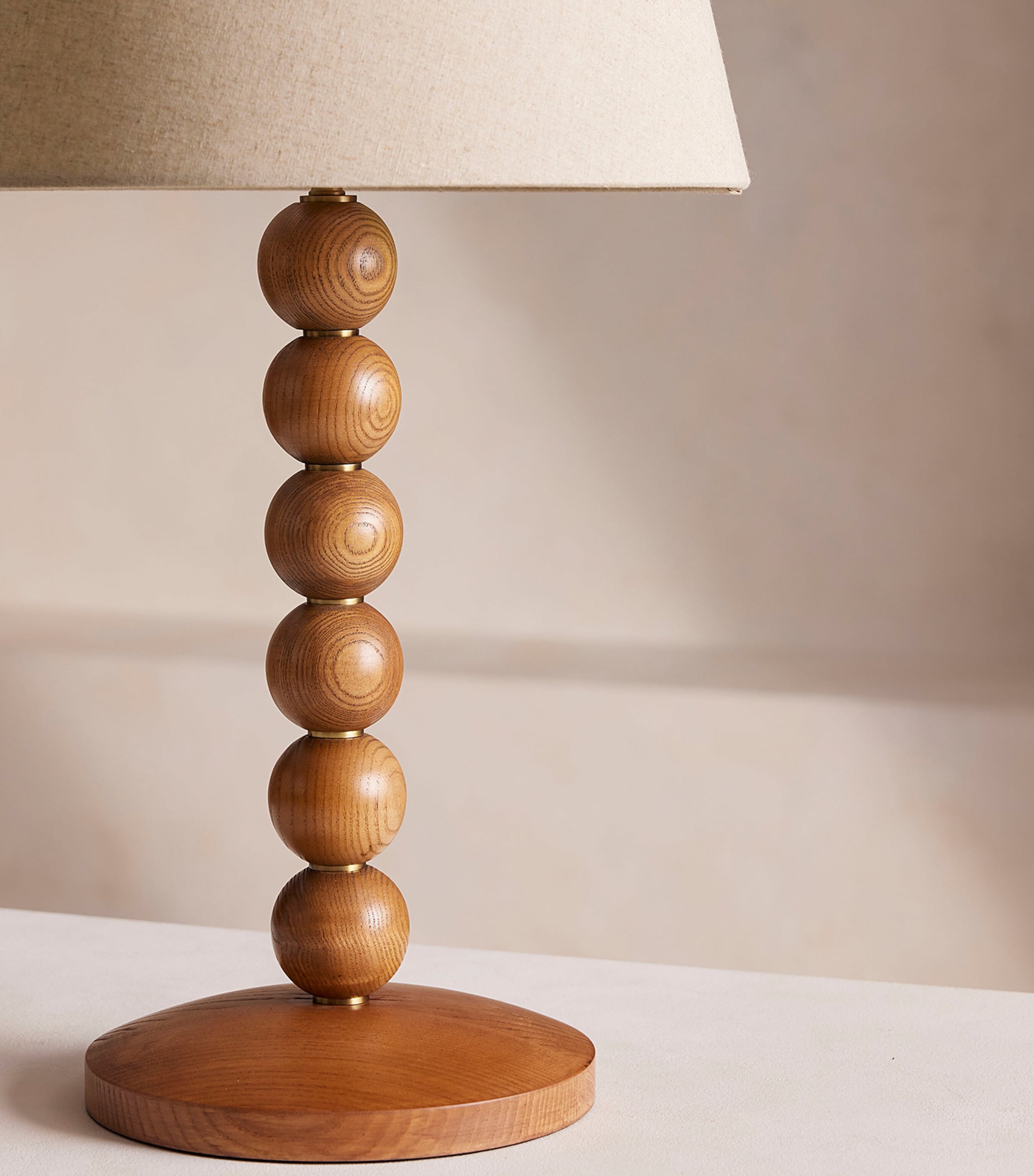 Soho Home Wood Bead Table Lamp Brown Image 4