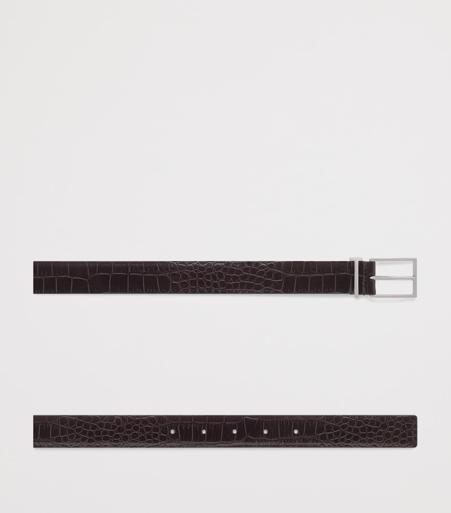 Leather Crocodile-Debossed Belt EDB Image 2