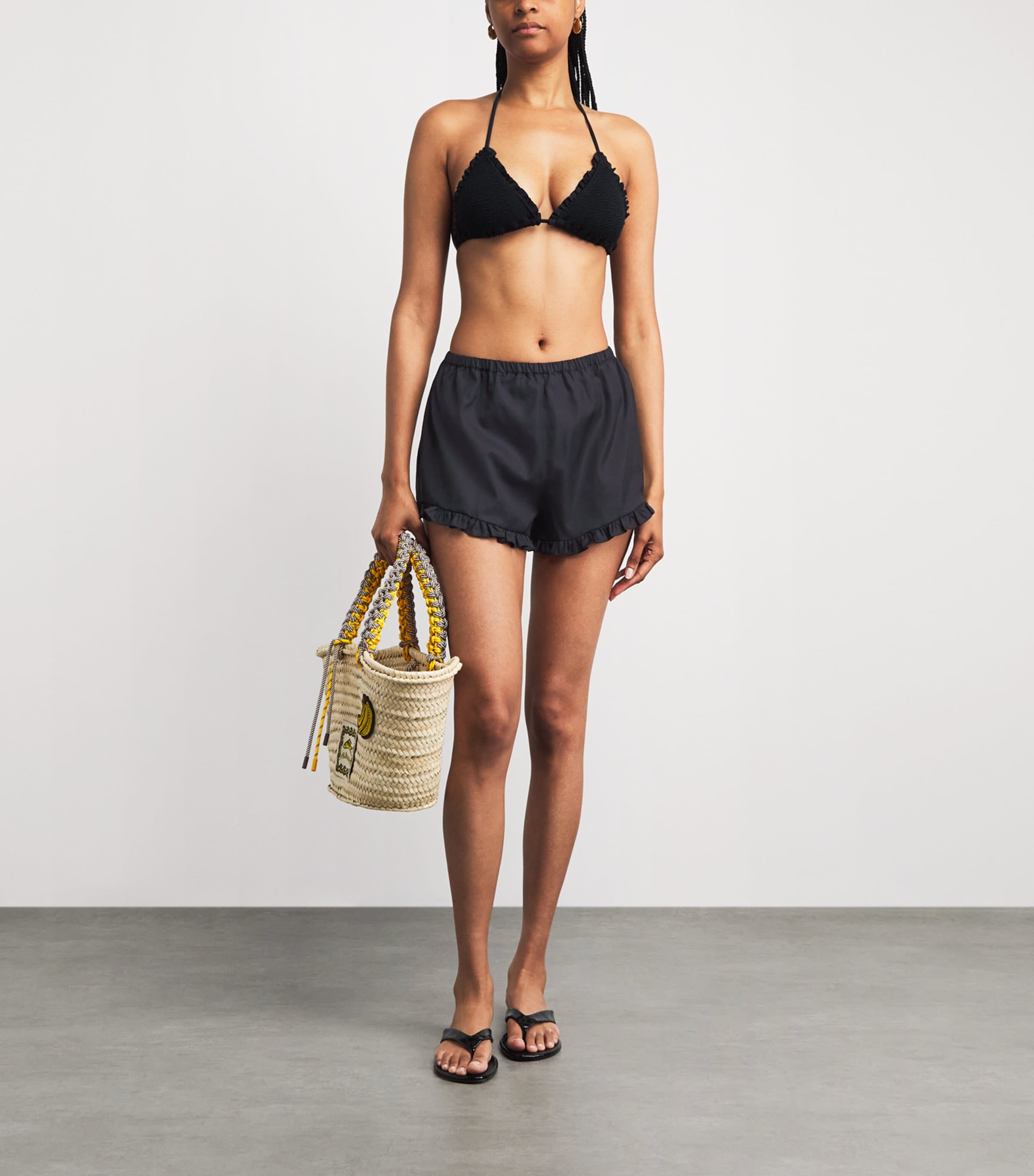 Hunza G Womens Cotton Frill Shorts Black Image 2