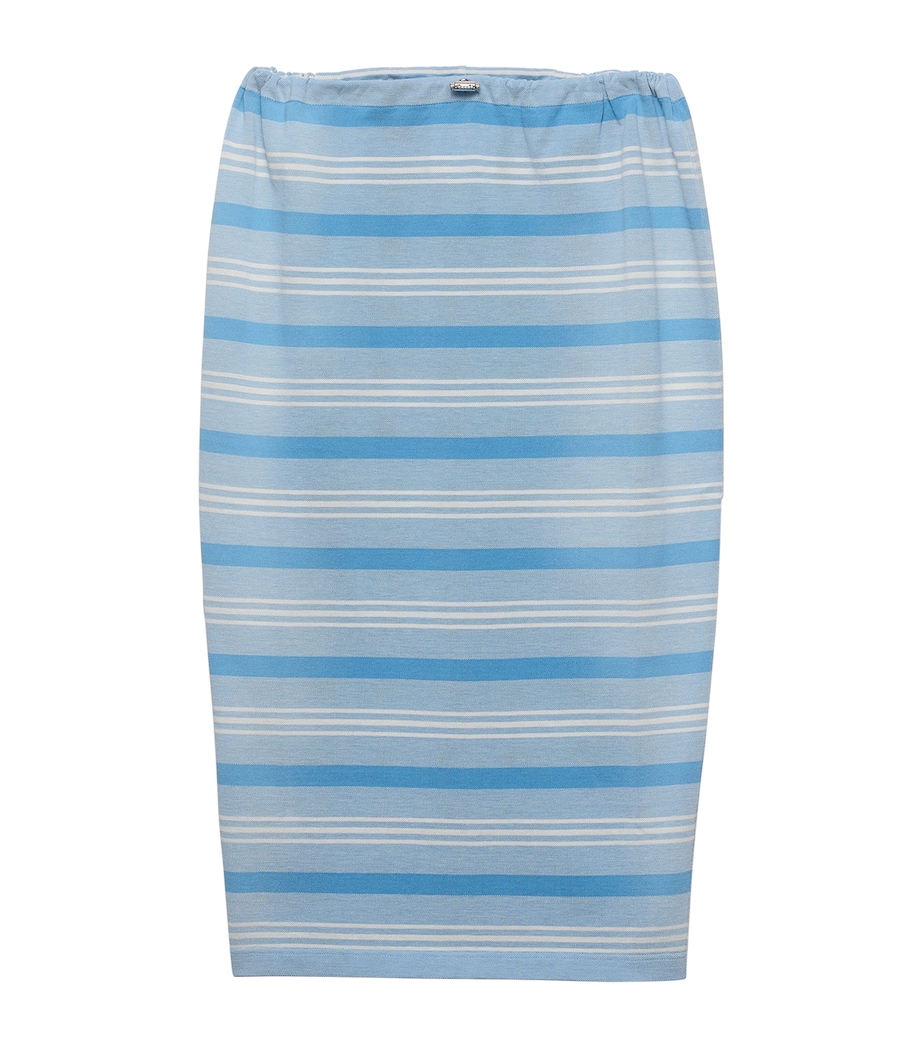 Prada Womens Cotton Piqué Stripe Midi Skirt Image 1