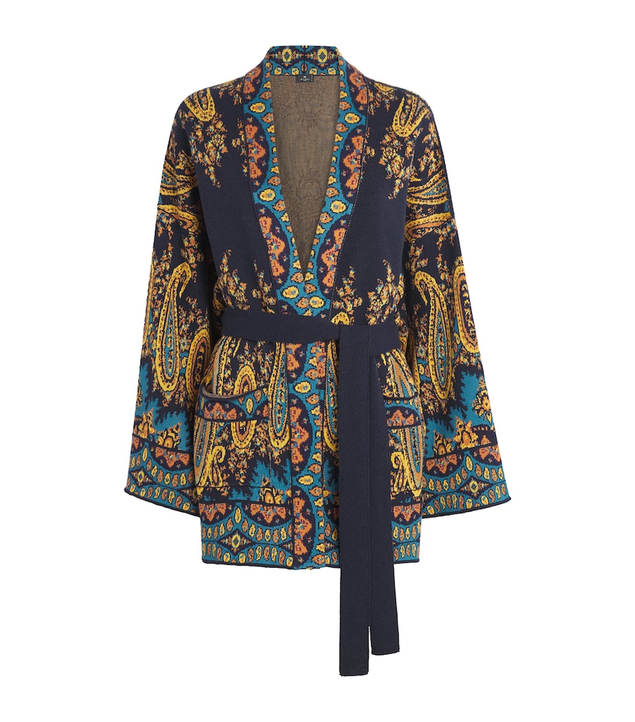 Etro Womens Jacquard Paisley Wrap Cardigan Image 1