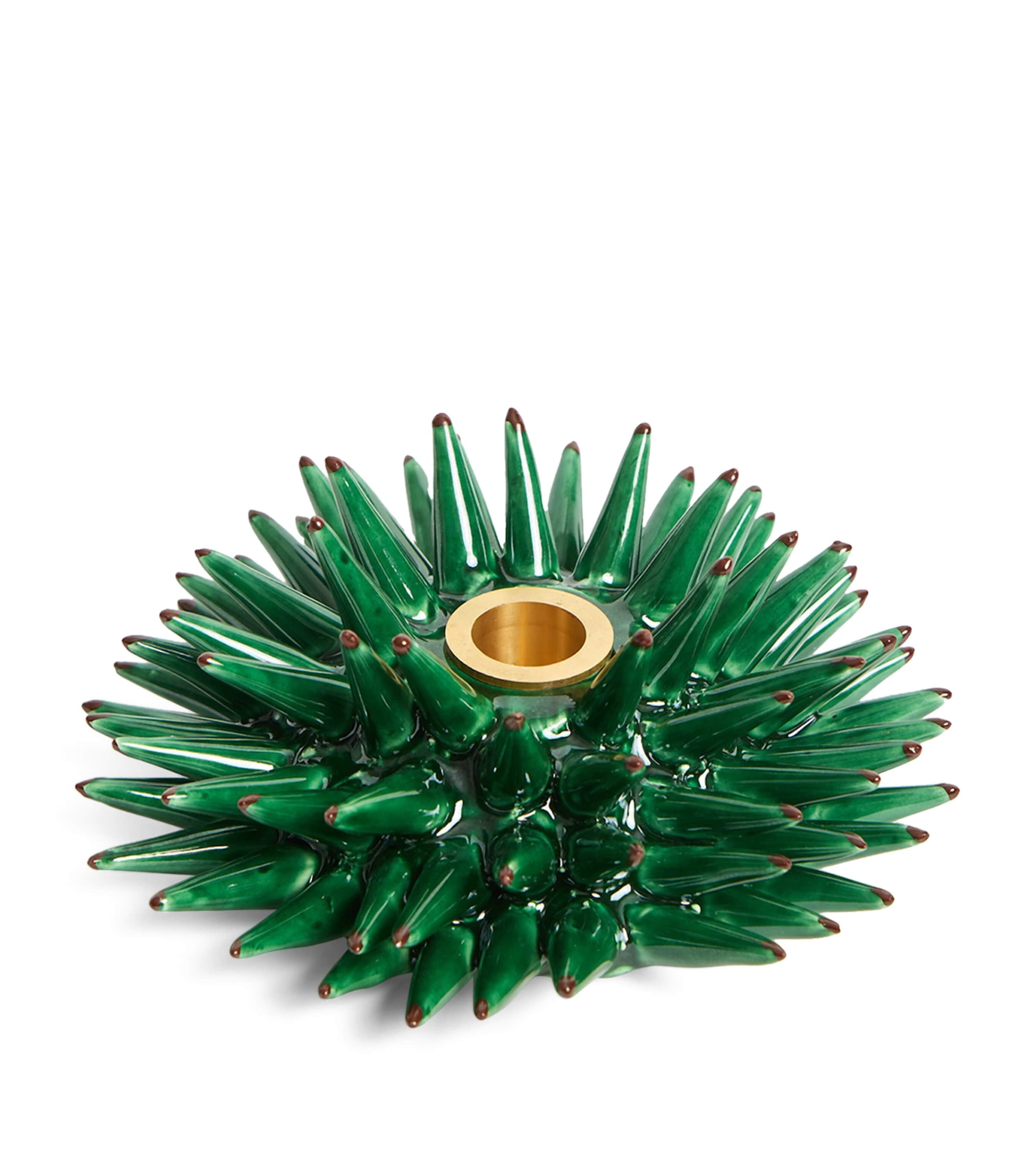 La Doublej Ceramic Spine Candle Holder Forest Green Image 1