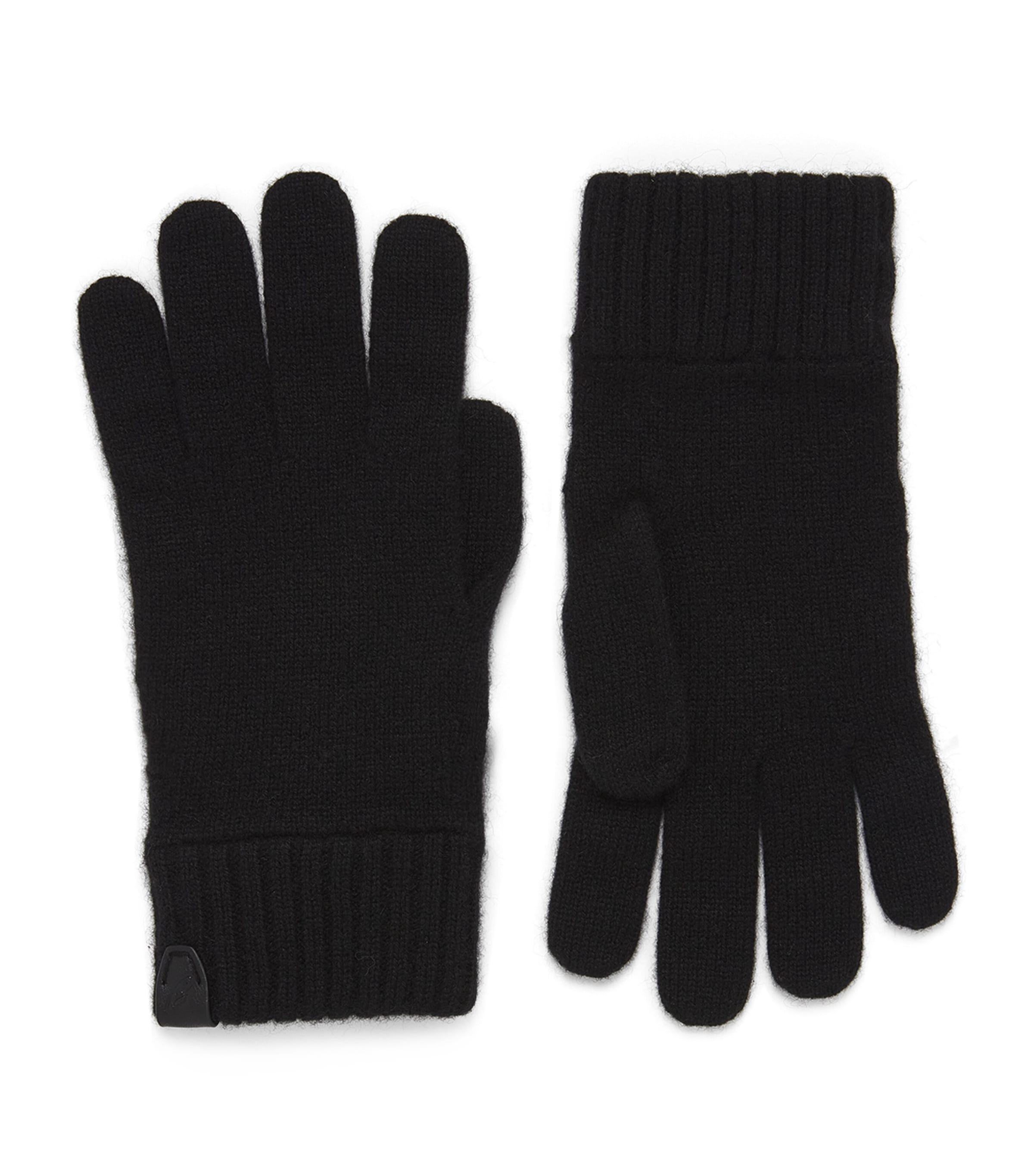 Brioni Cashmere Leather-detail Gloves In Black