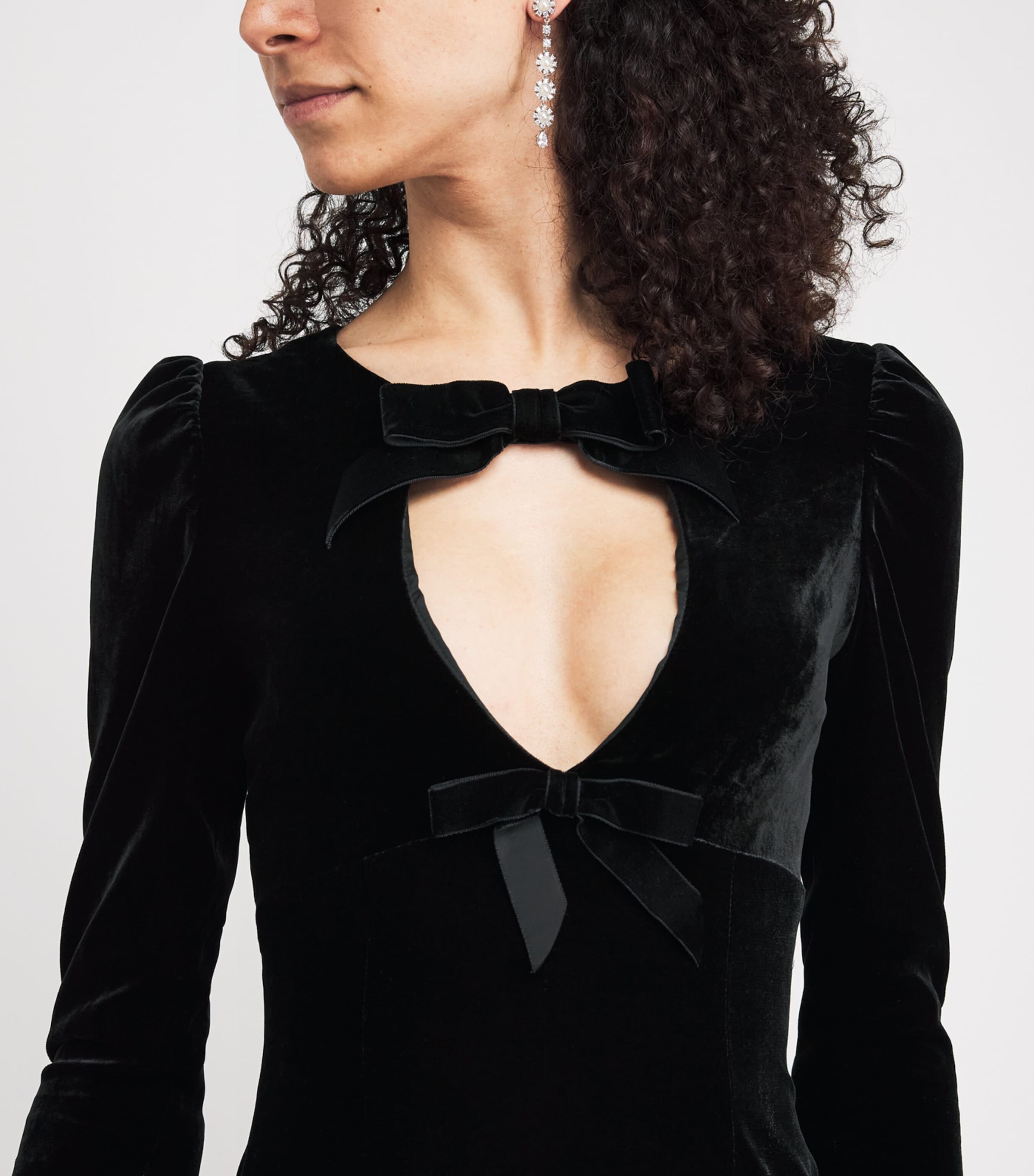 Alessandra Rich Womens Velvet Bow-Detail Maxi Dress Black Image 3