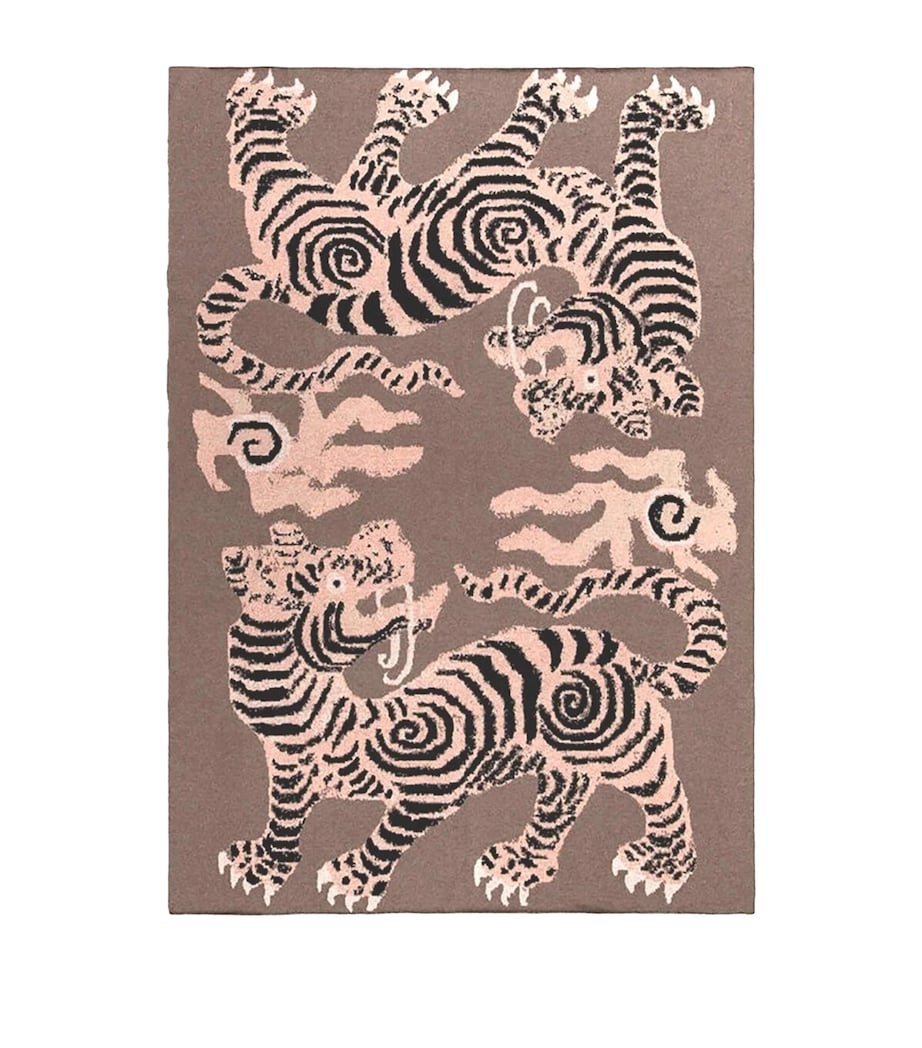 Cashmere Tigers Throw (180cm x 130cm) PINK/NATURAL Image 1