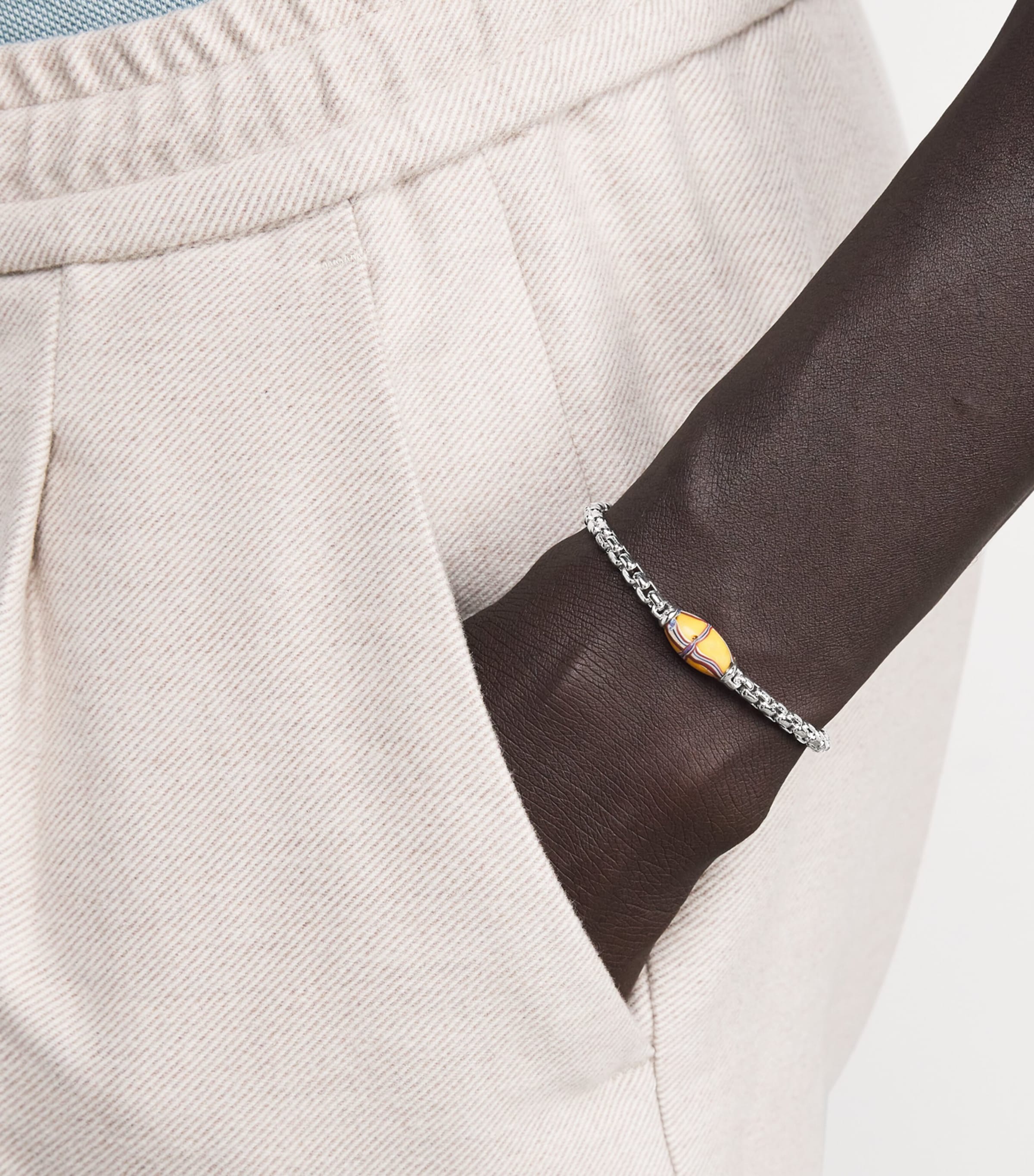 Sterling Silver French Cross Chain Bracelet YELLOW Image 2