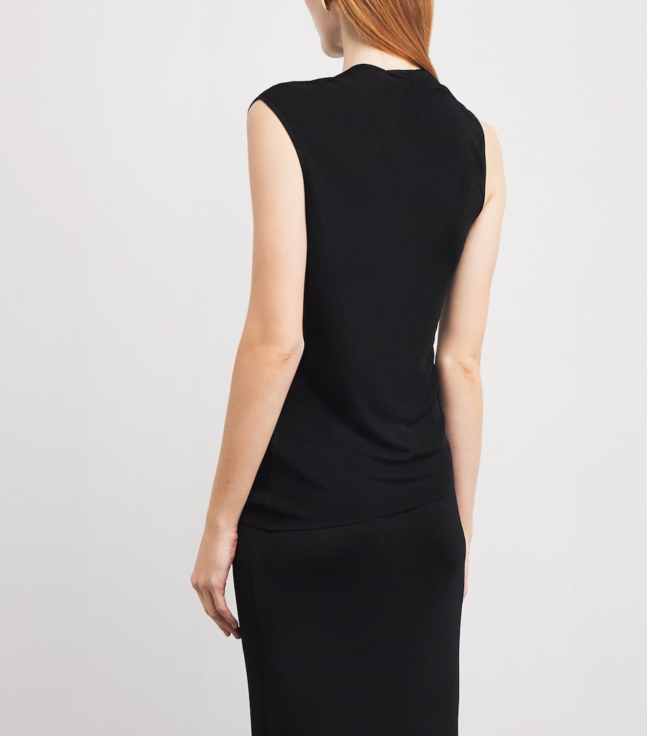 Knitted Asymmetric Top 001 BLACK Image 4