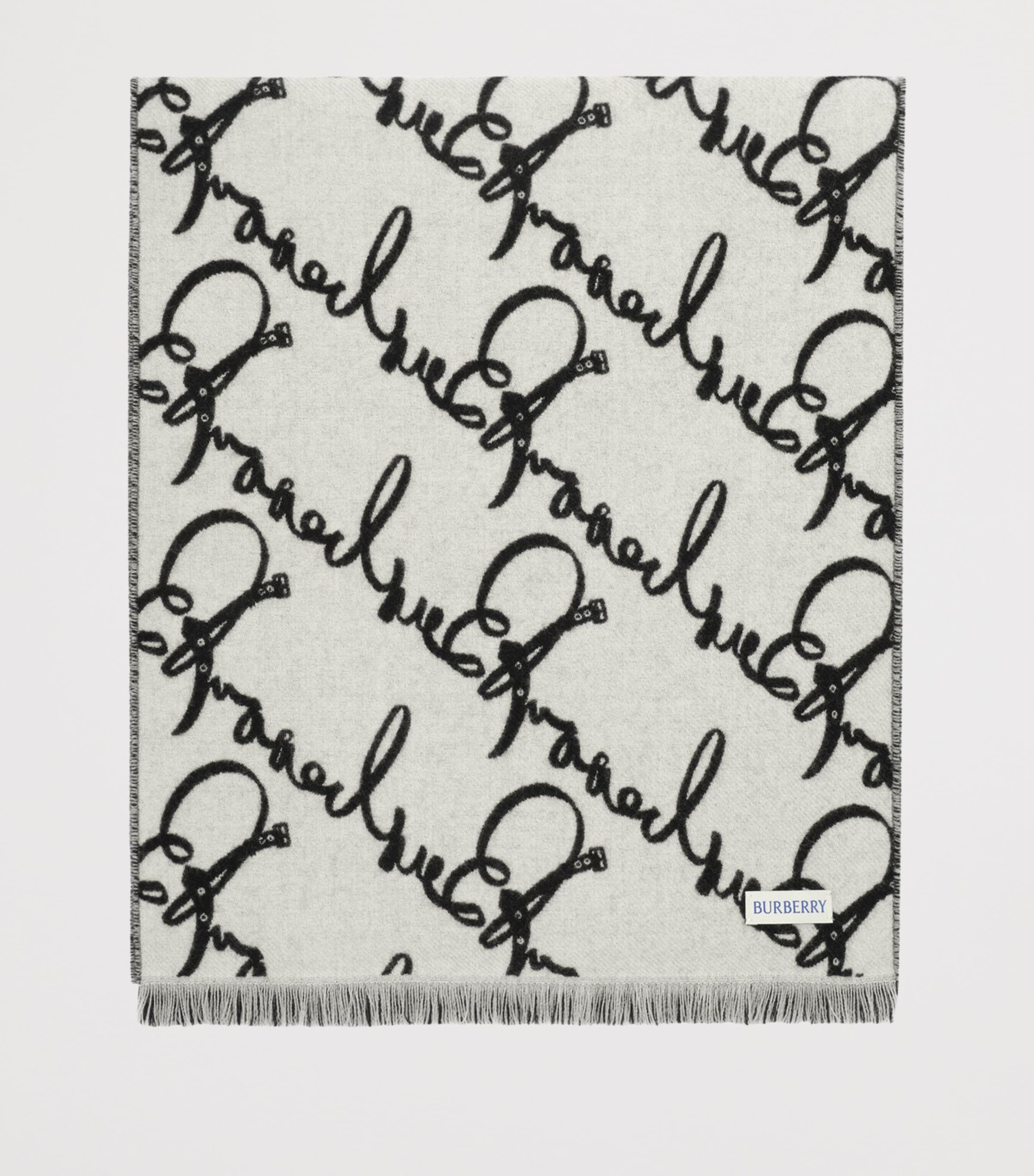 Burberry Wool Belt Logo Scarf Black/ecru Image 4