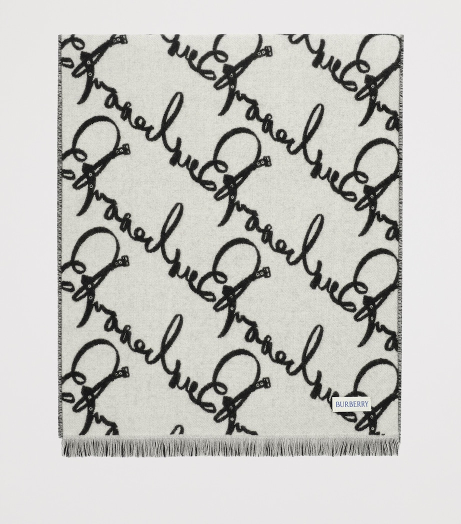 Burberry Wool Belt Logo Scarf Black/ecru Image 4
