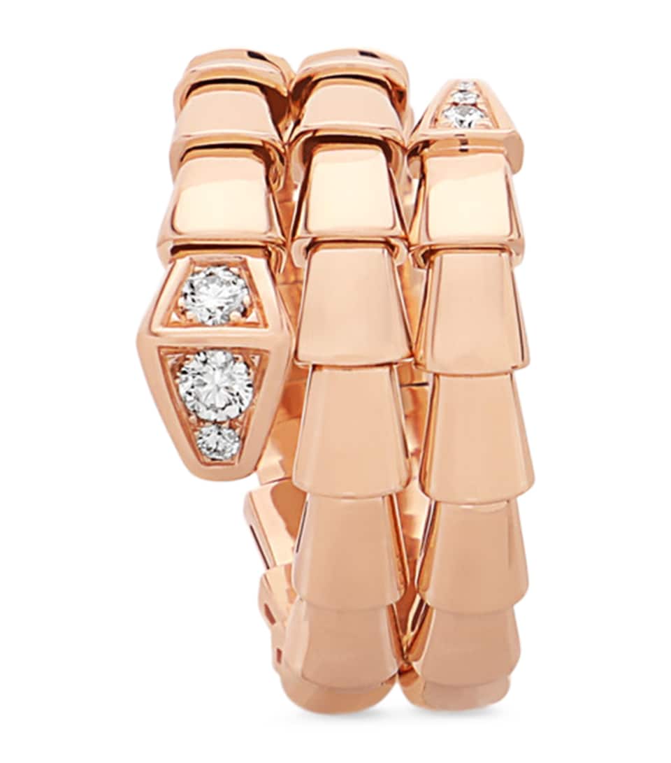 Rose Gold and Diamond Serpenti Viper Ring
