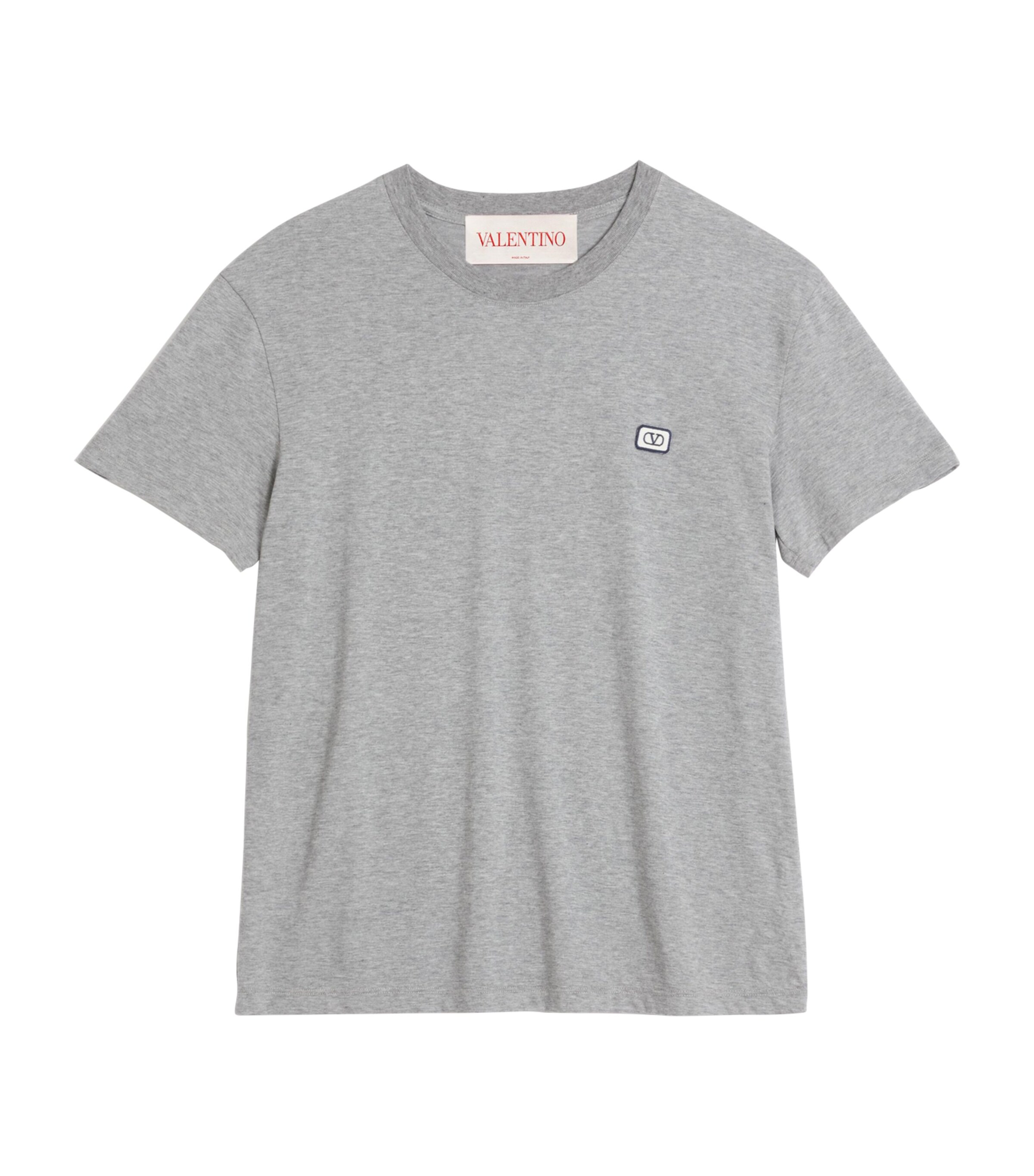 Valentino Vlogo Patch Crewneck T-shirt In Grey