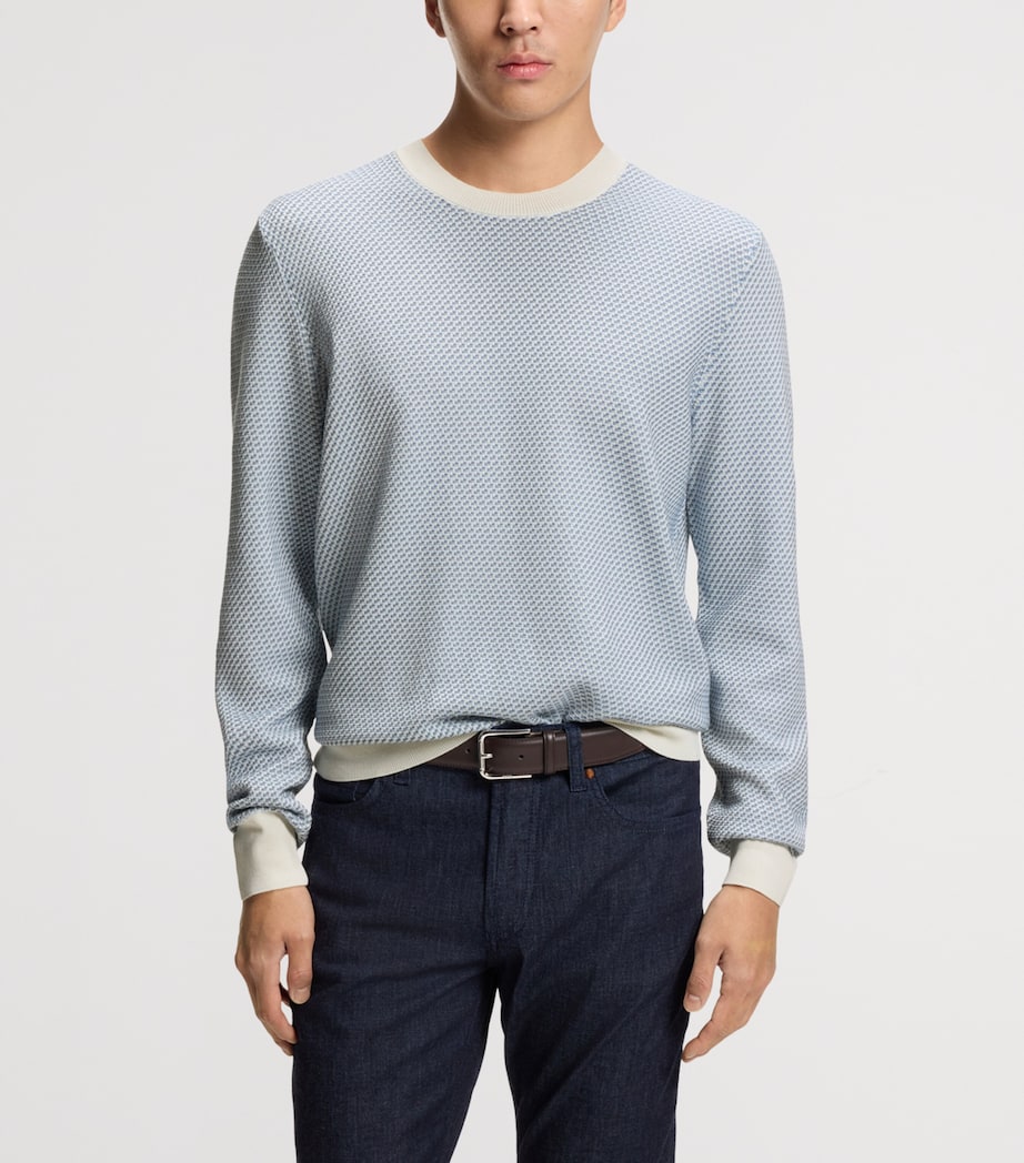 BOSS Mens Silk-Cotton Jacquard Sweater Image 2