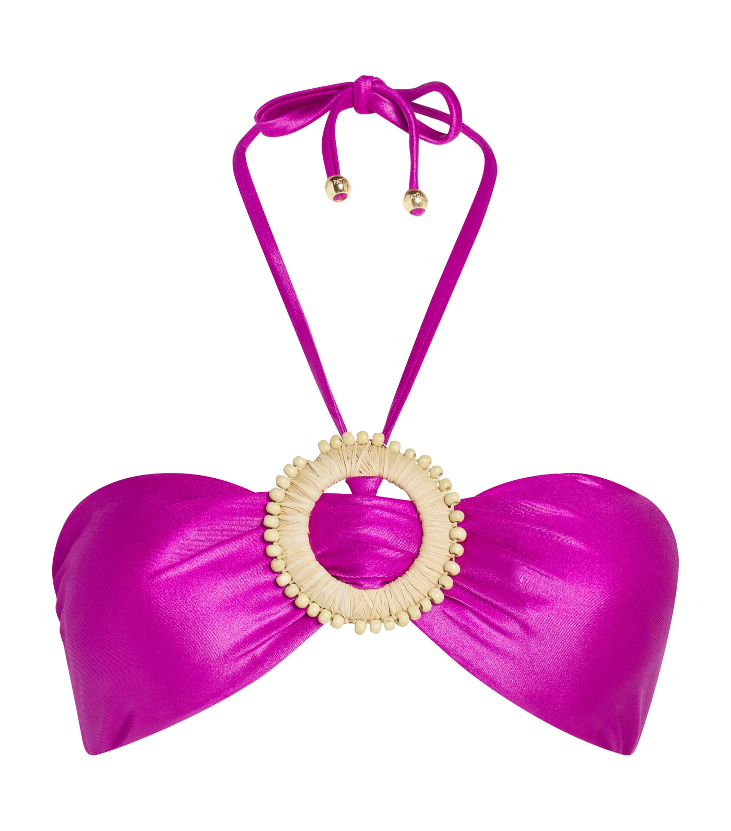 Patbo Raffia-trim Groovy Bikini Top In Purple
