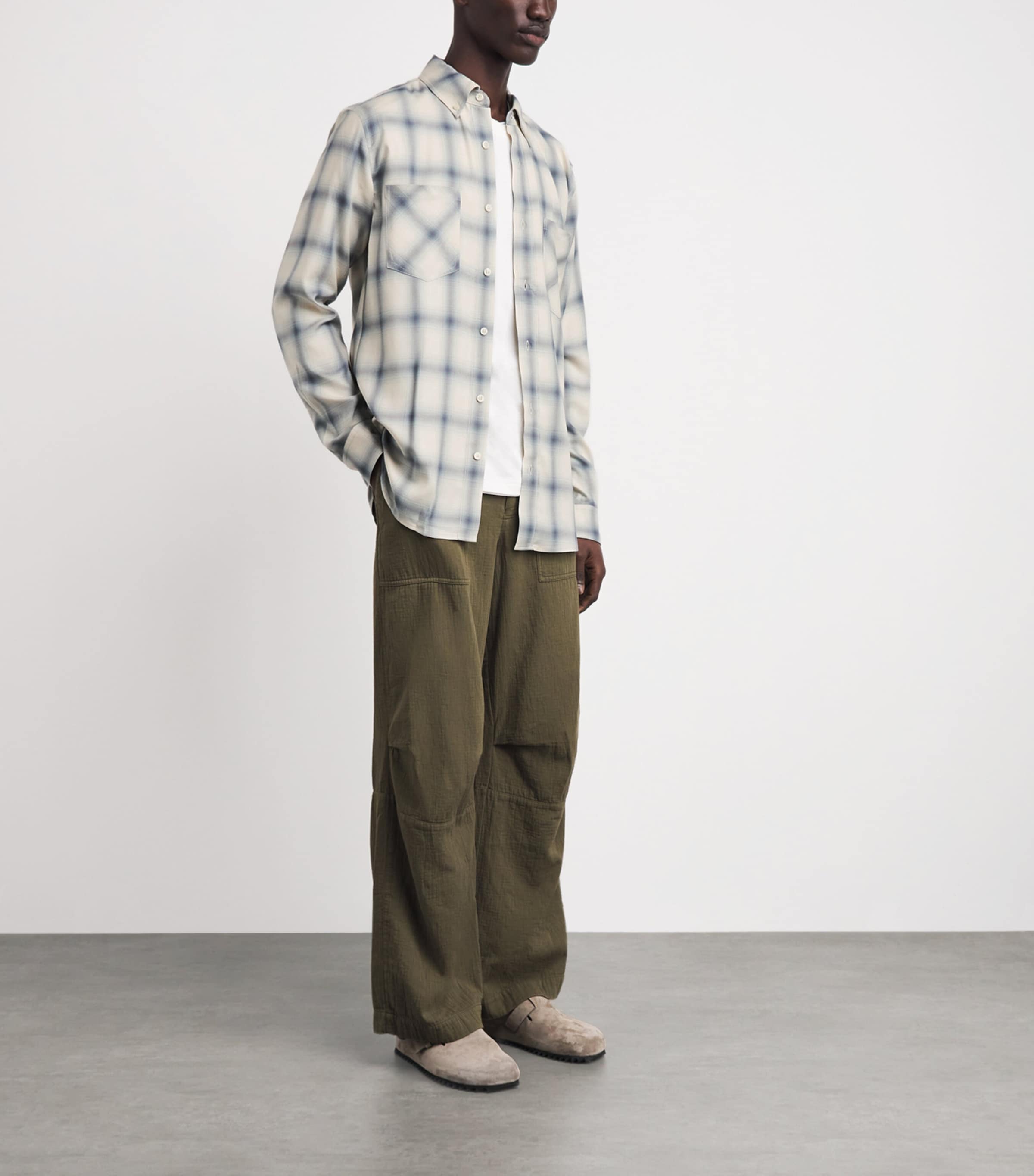 Simkhai Mens Plaid Rennick Shirt Ivory Plaid Image 2