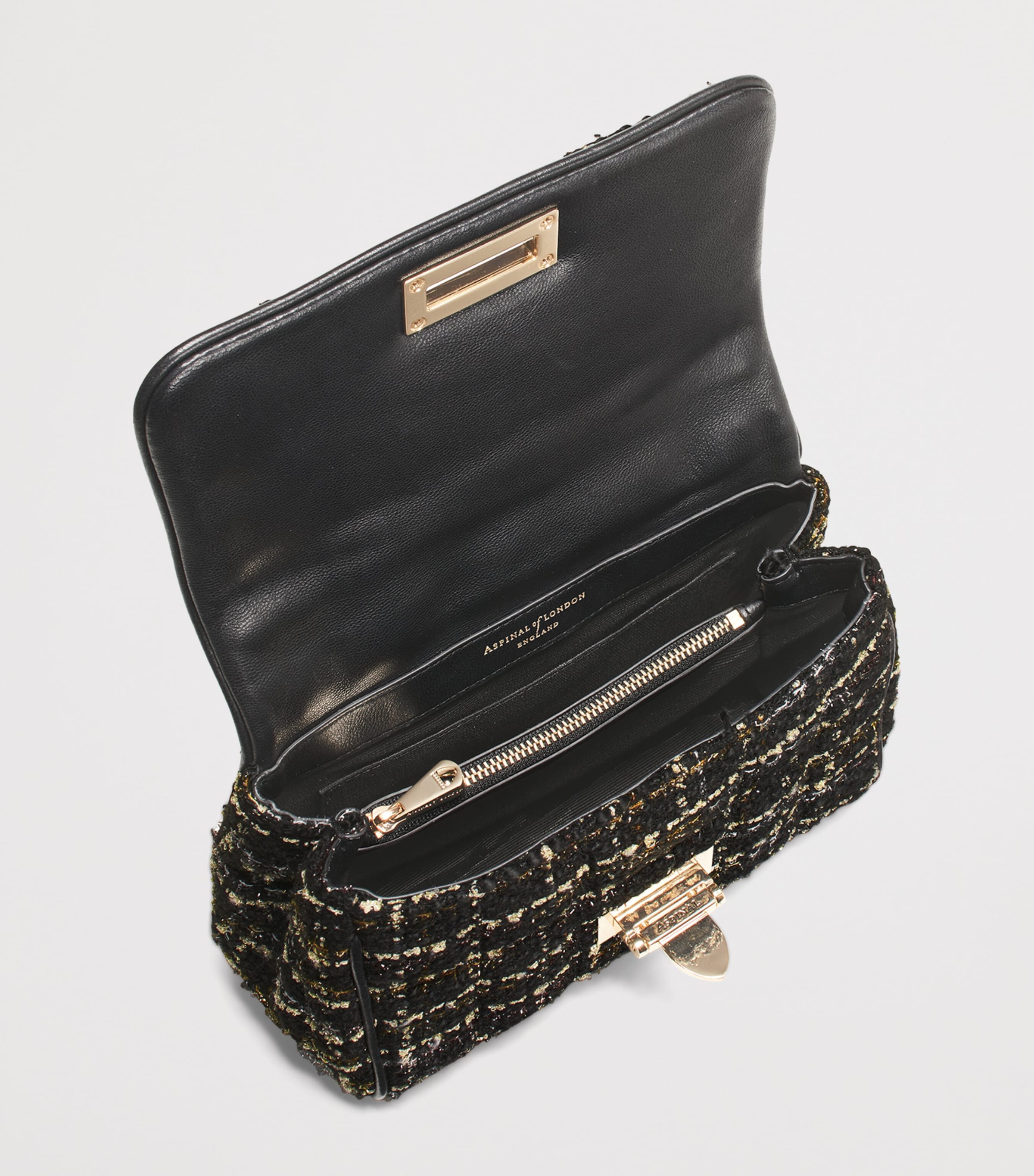 Small Tweed Lottie Cross-Body Bag BLACK Image 5