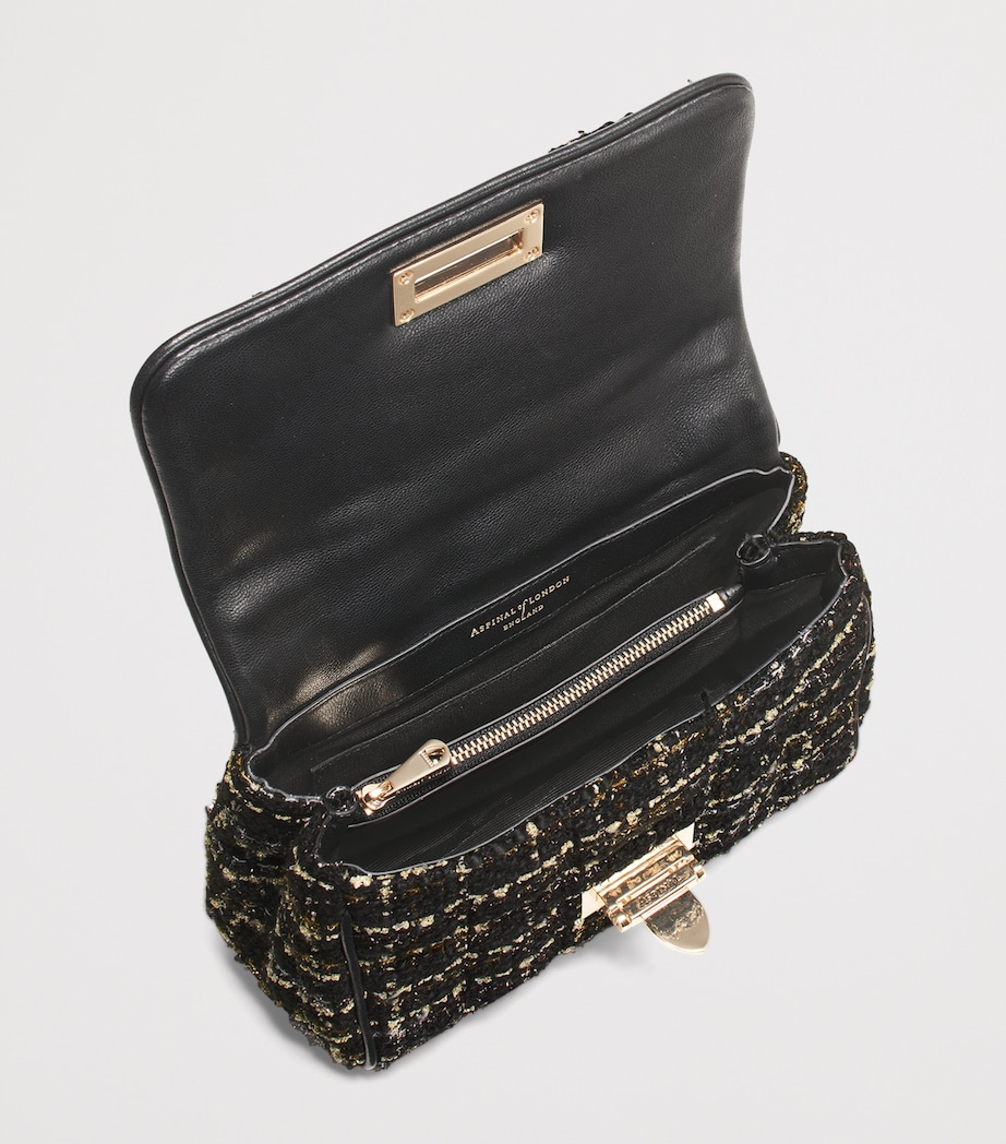 Small Tweed Lottie Cross-Body Bag BLACK Image 5