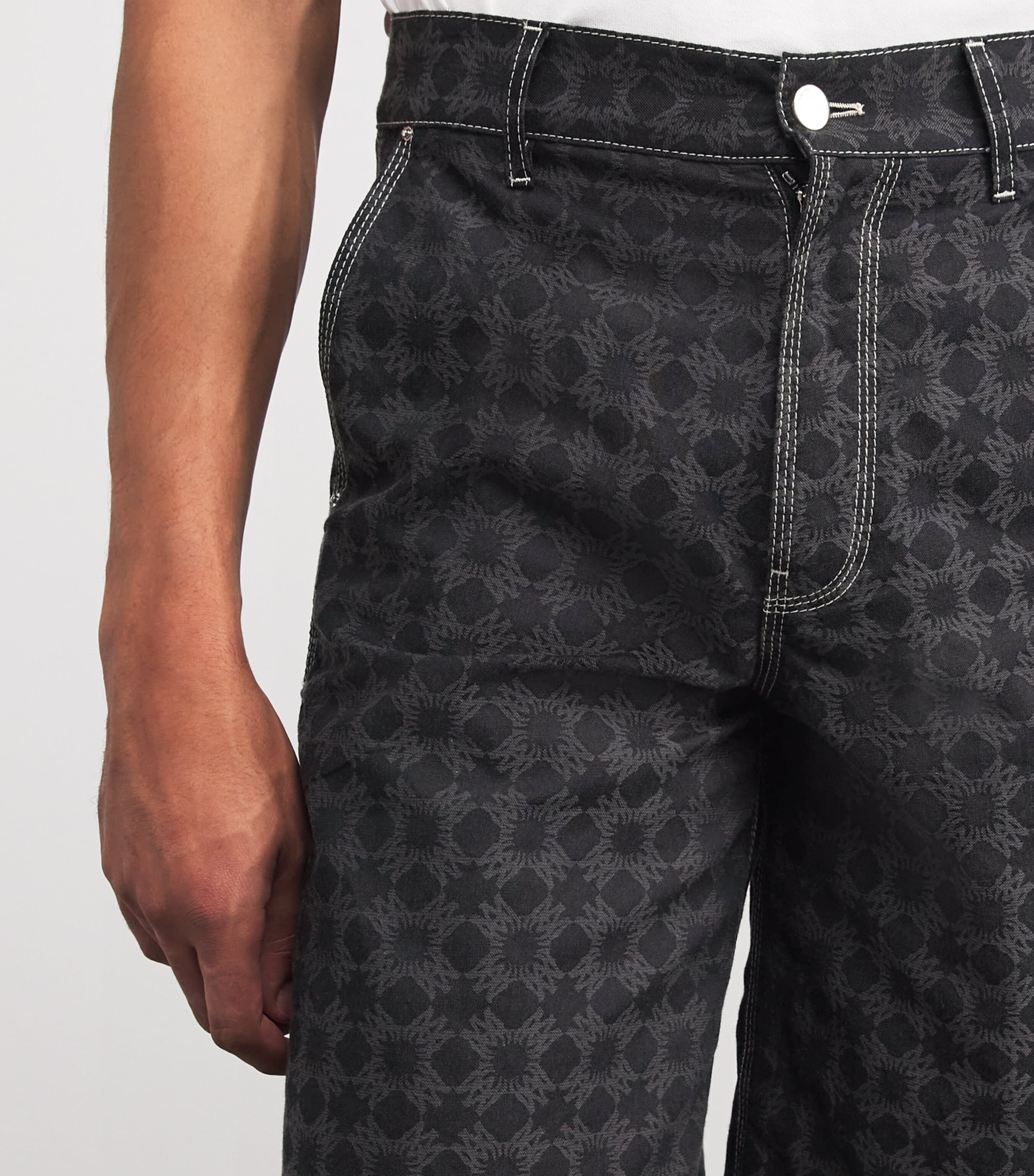 AMIRI Mens Cotton-Linen MA Quad Shorts Black Image 6