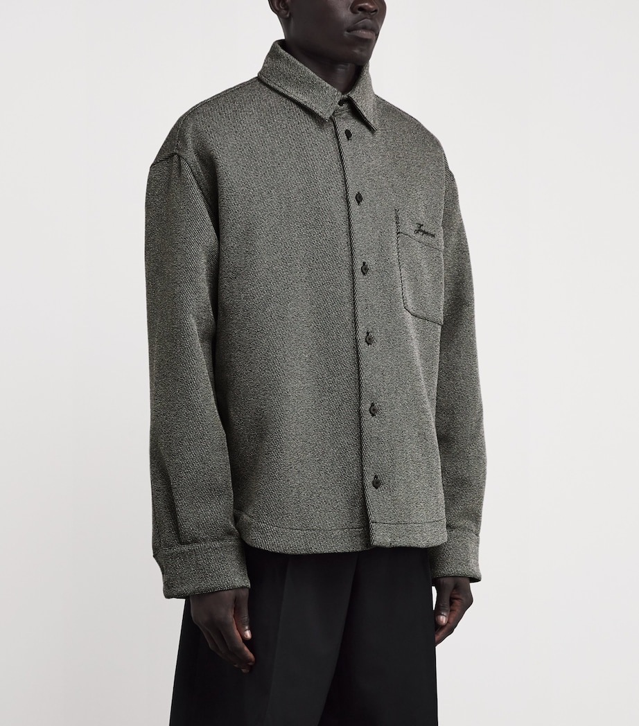 Jacquemus Mens Wool-Cotton Twill Shirt Jacket Grey Image 3