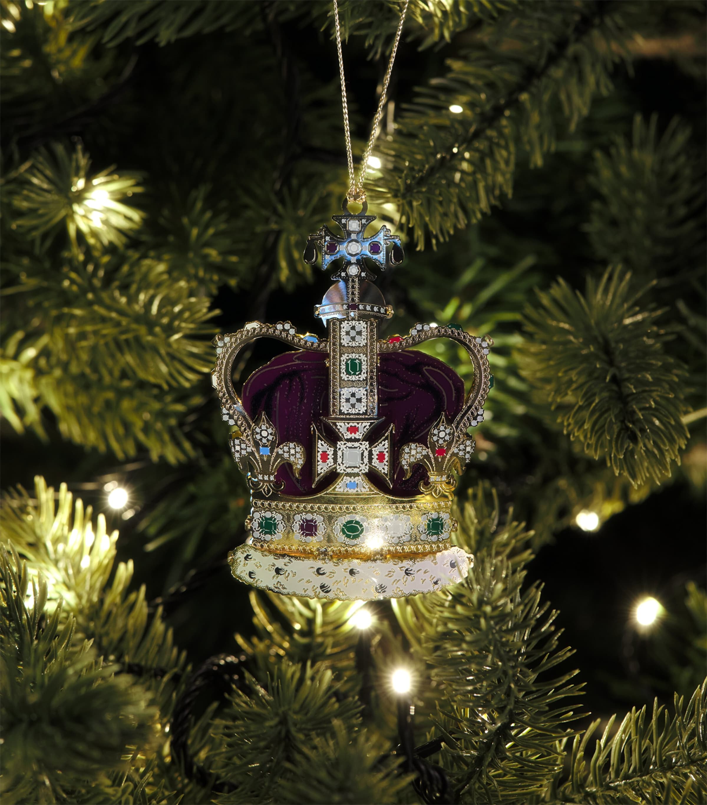 The London Christmas Company Crown Decoration Gold, Purple Image 3