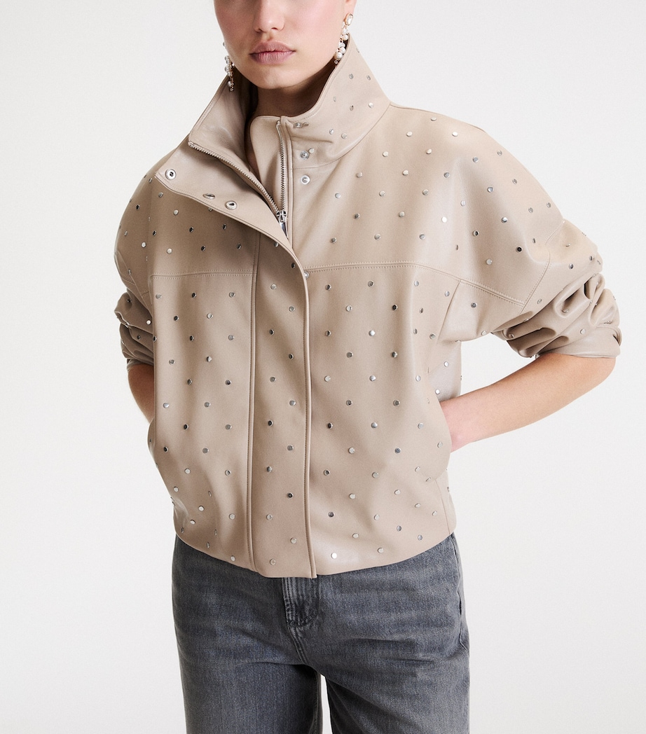 Marella Womens Faux Leather Studded Jacket Turtledove Image 4