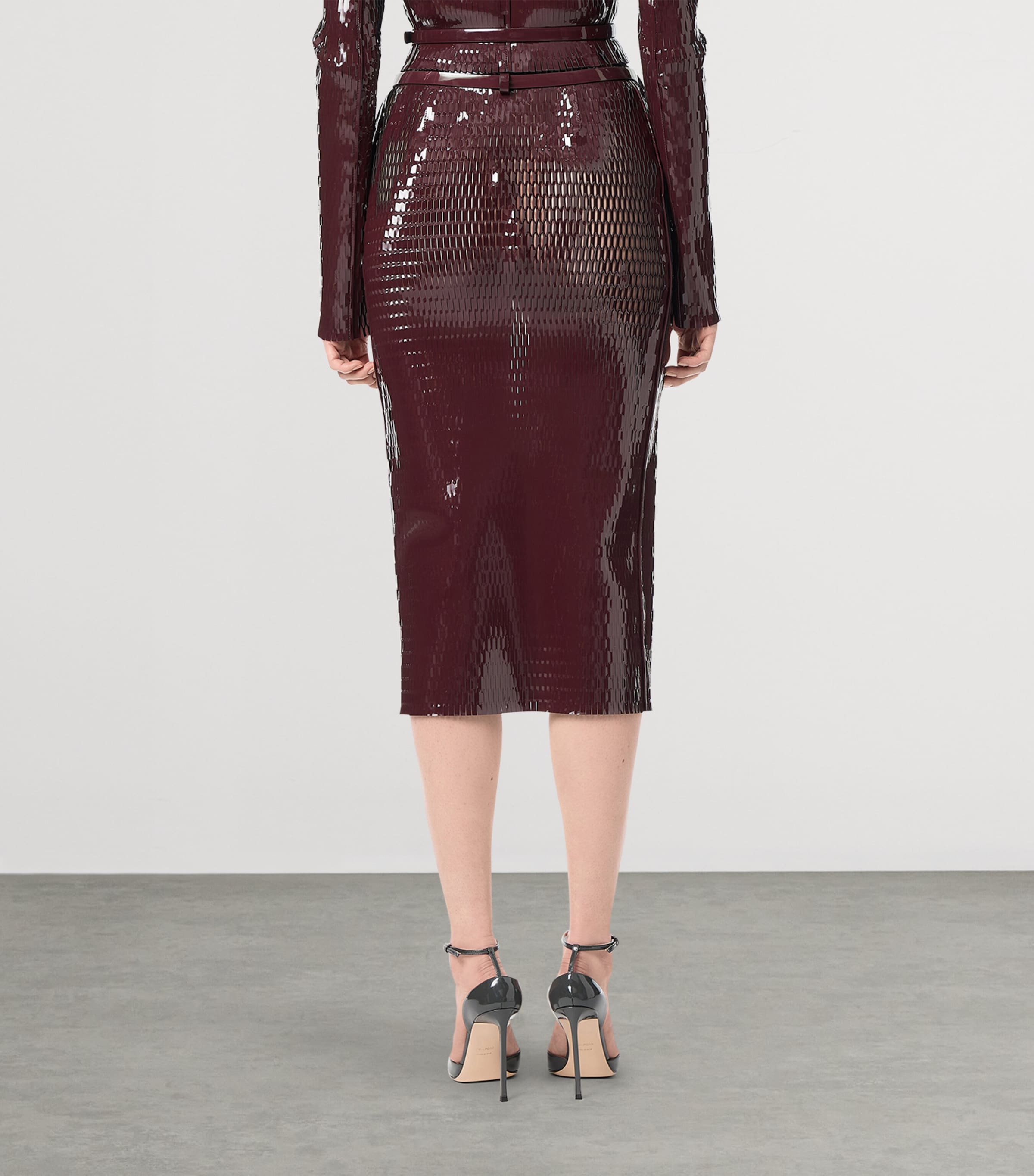 TOM FORD Womens Leather Pencil Midi Skirt Eni Image 3