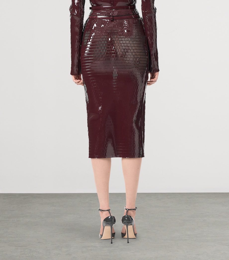 TOM FORD Womens Leather Pencil Midi Skirt Eni Image 3