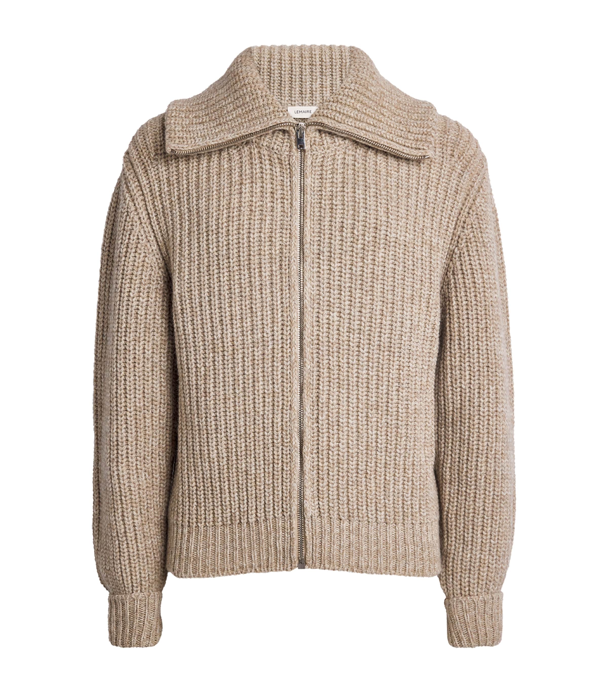 Lemaire Alpaca-yak Zip-up Cardigan In Neutral