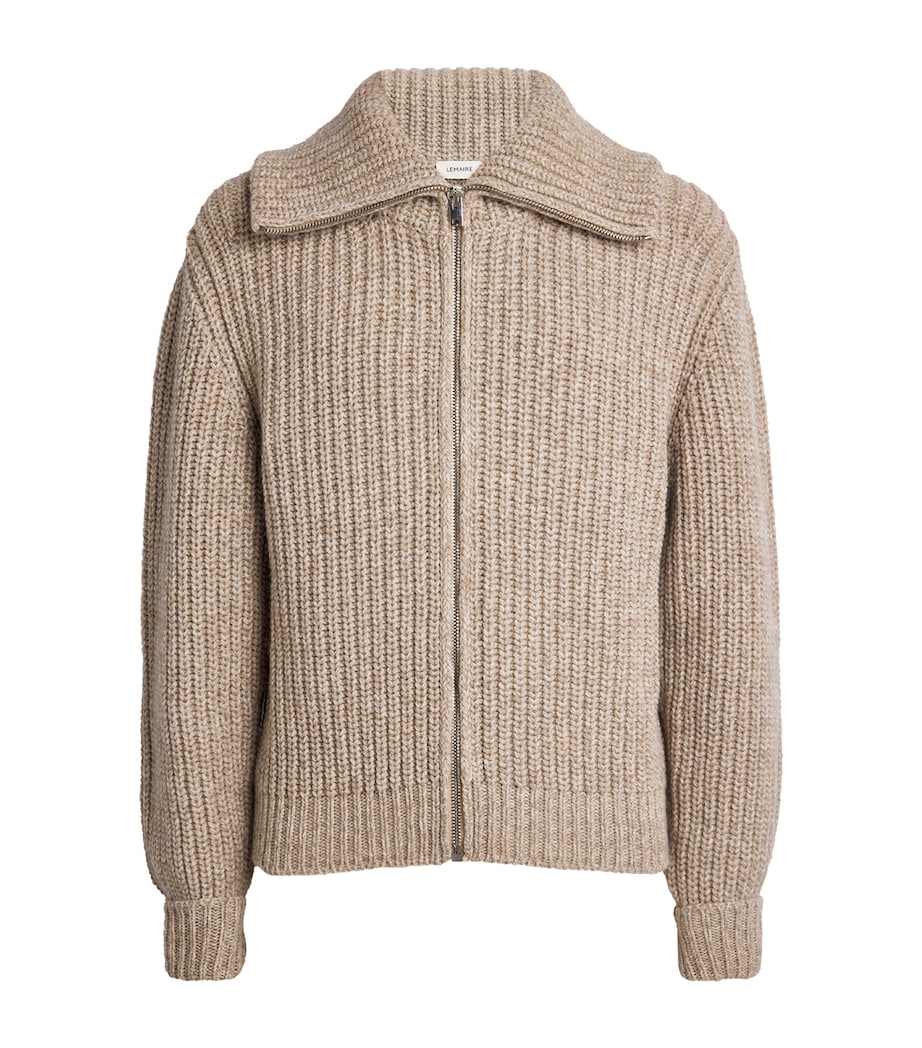 Alpaca-Yak Zip-Up Cardigan BEIGE/OAT MU212 Image 1
