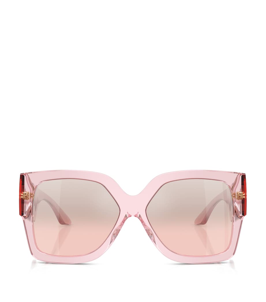Versace Crystal-Embellished Rectangle Sunglasses Pink Image 1