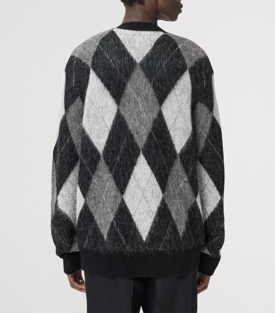 AllSaints Mens Jacquard Bower Cardigan Black/white Image 6