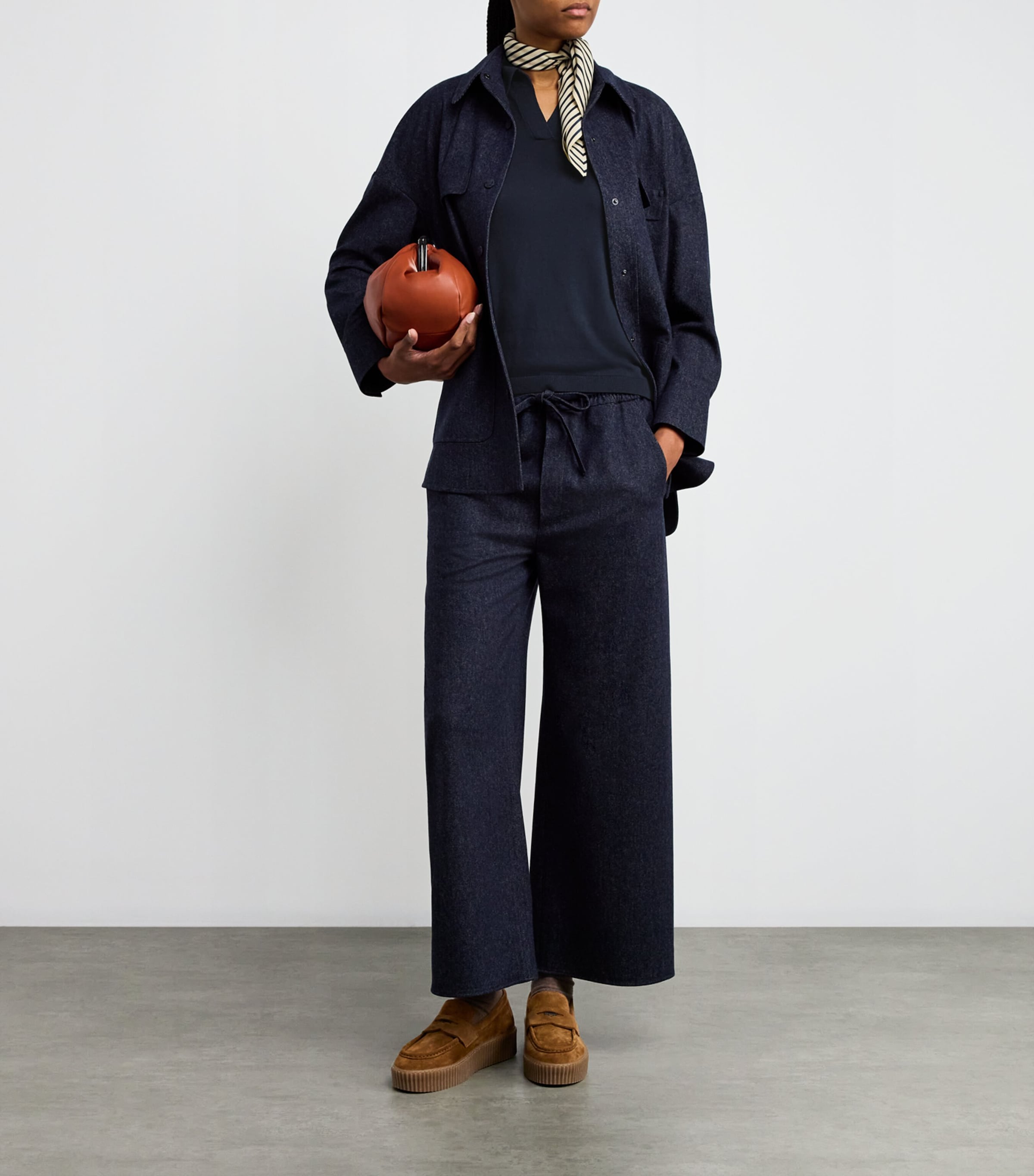 Silk-Cotton Open Polo Shirt NAVY Image 2