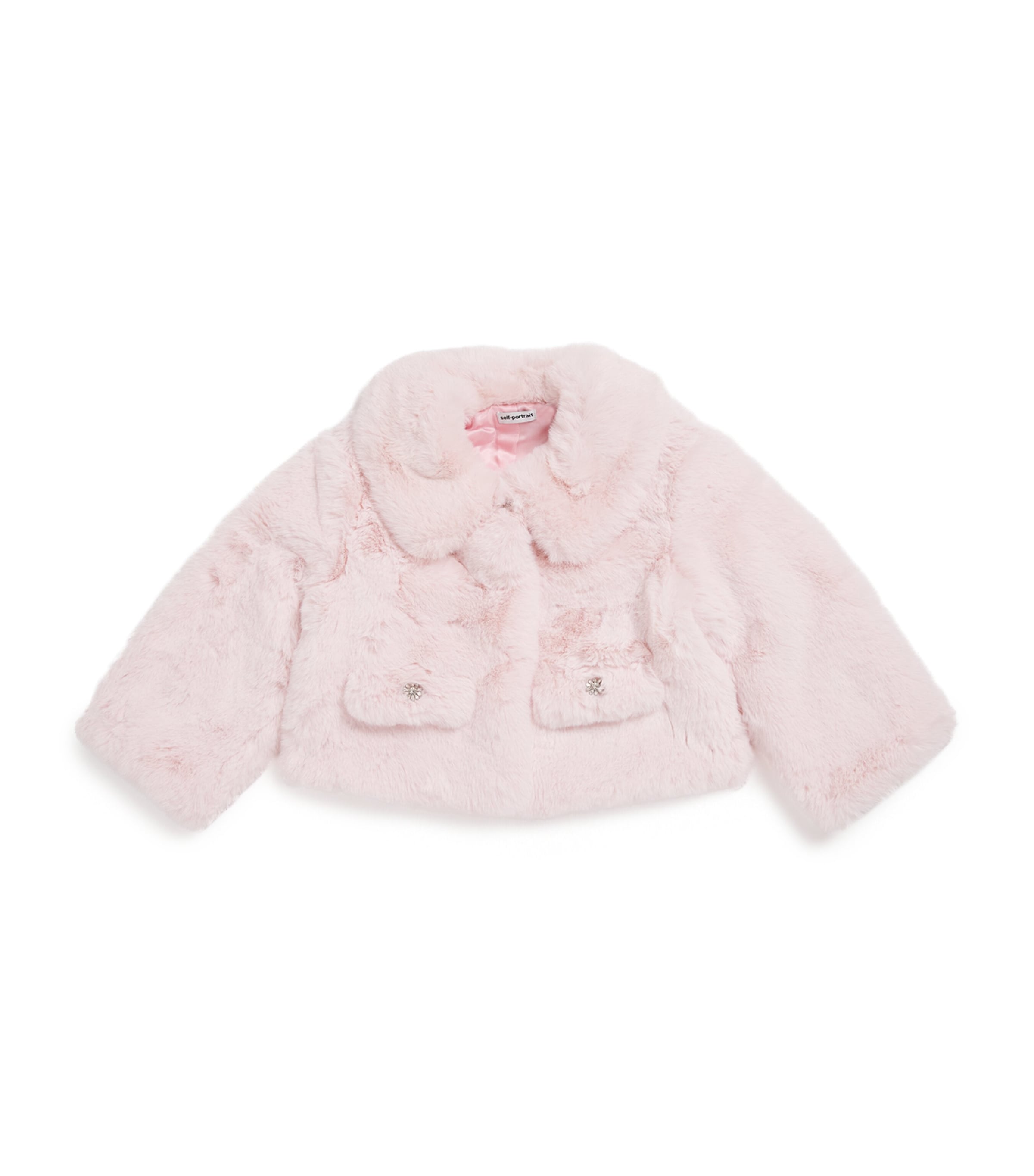 Self-Portrait Kids Faux Fur Jacket (3-12 Years) Pink Image 1