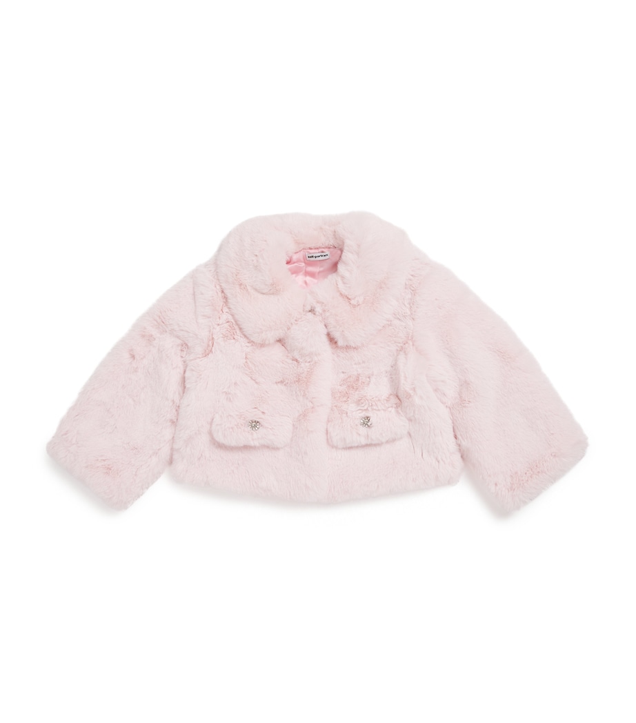 Self-Portrait Kids Faux Fur Jacket (3-12 Years) Pink Image 1