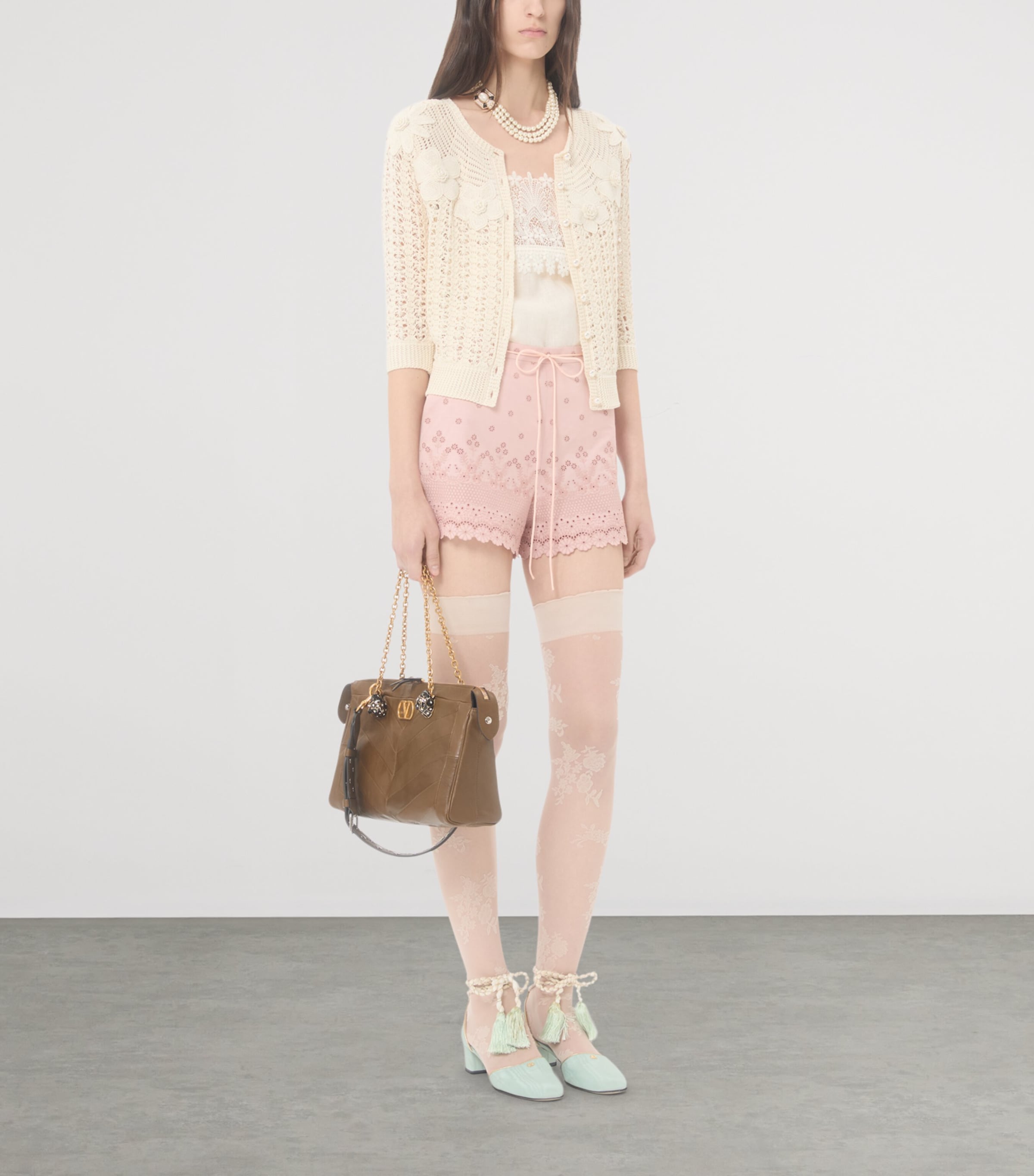 Valentino Womens Cotton Lace Shorts Image 5