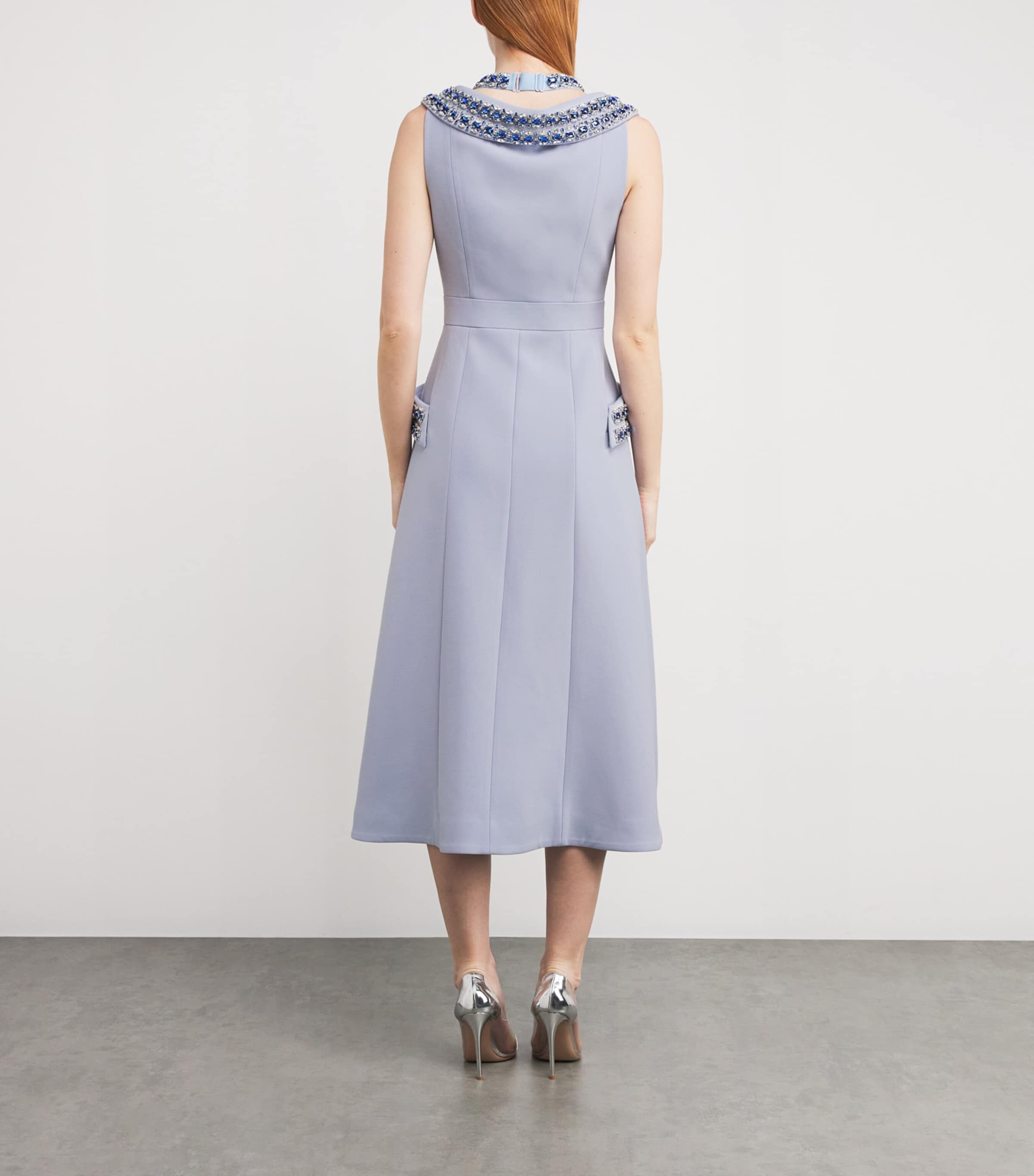 Huishan Zhang Womens Emerson Blazer Midi Dress Pale Blue Image 3