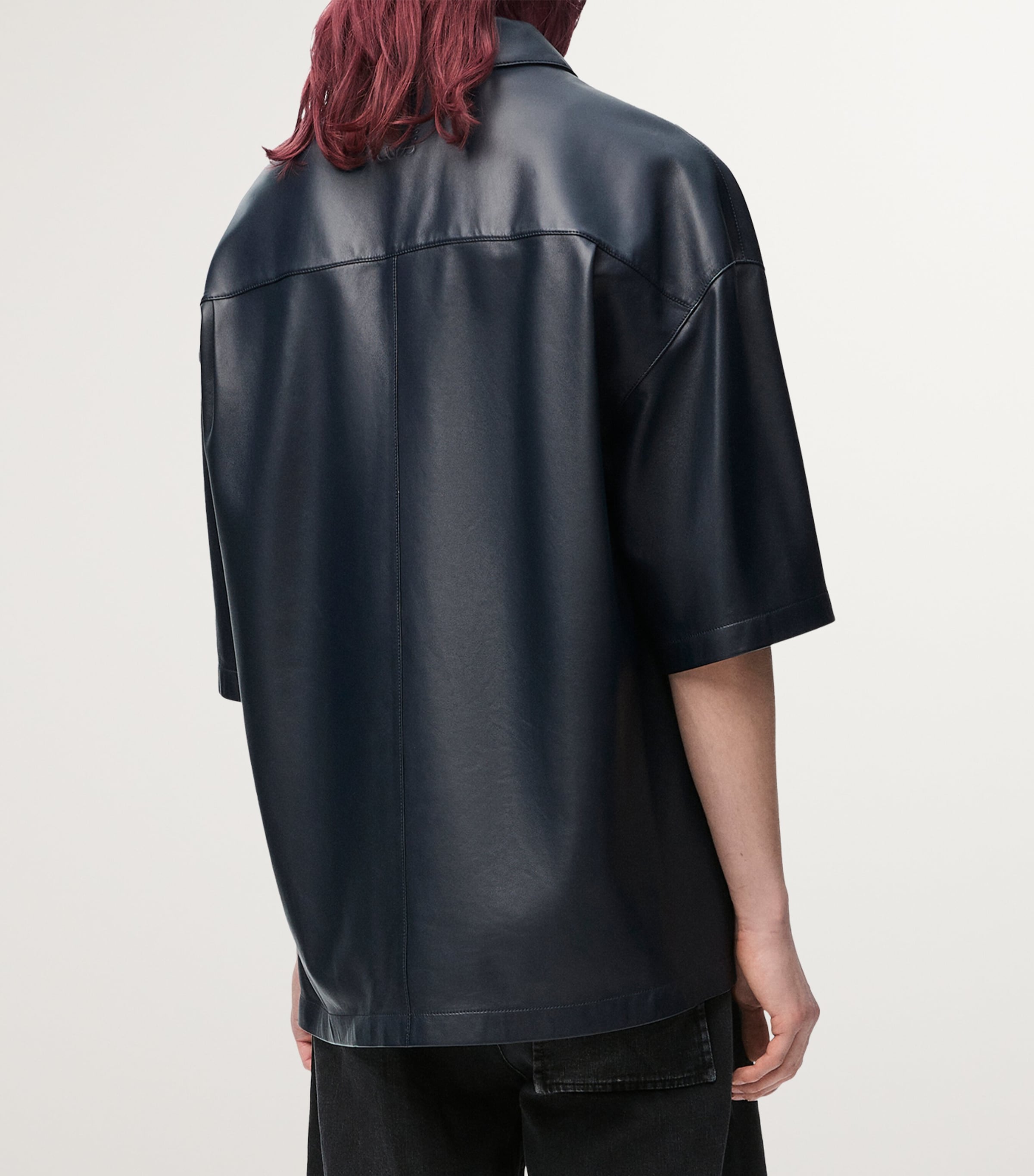 Leather Short-Sleeve Shirt DARK NAVY Image 4
