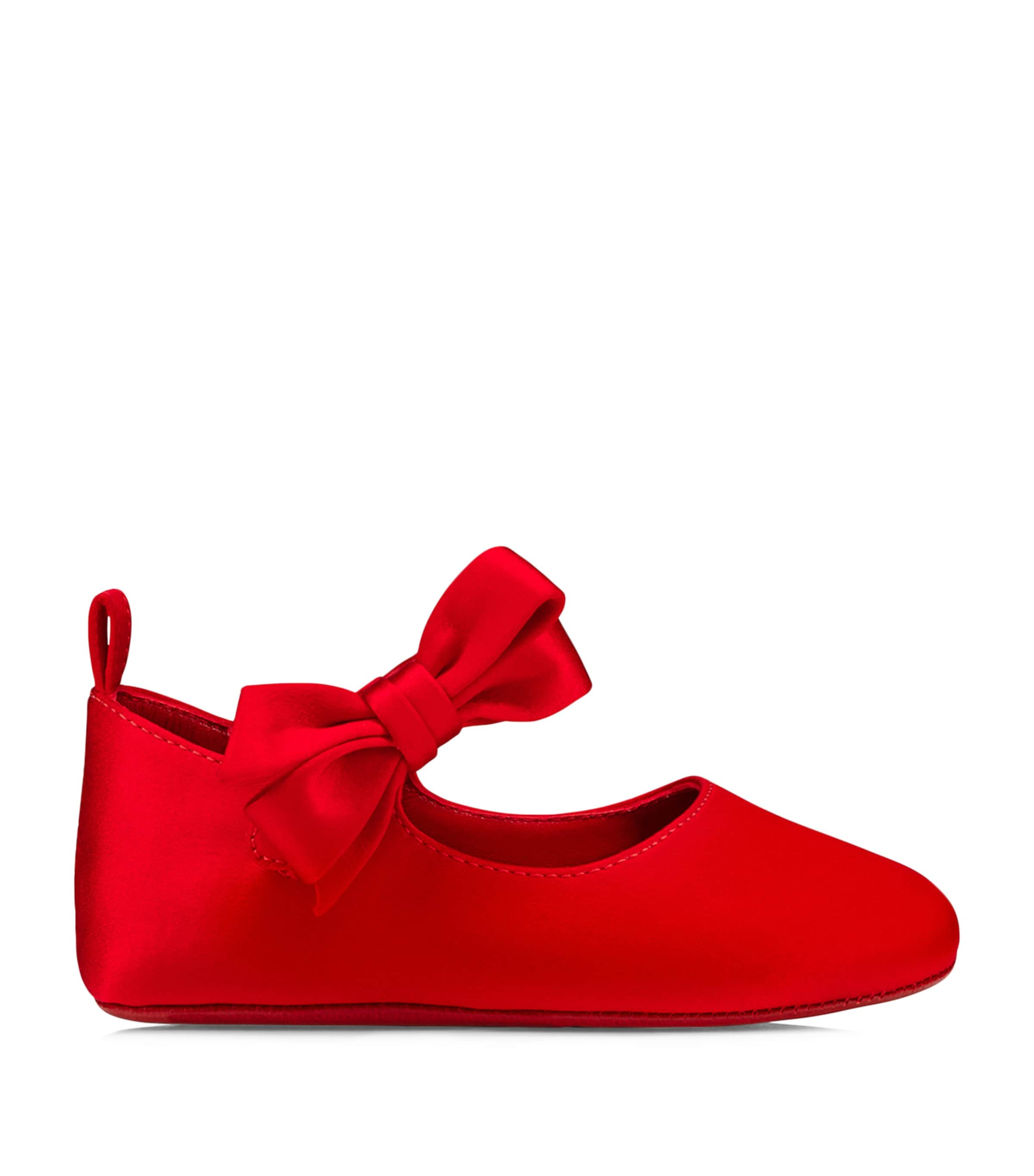 Christian Louboutin Kids' Lou Babe Satin Ballet Shoes In Red