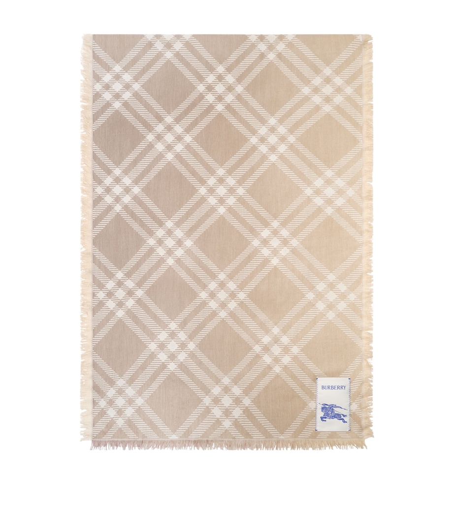Burberry Wool-Silk Gradient Check Scarf Sand Image 1