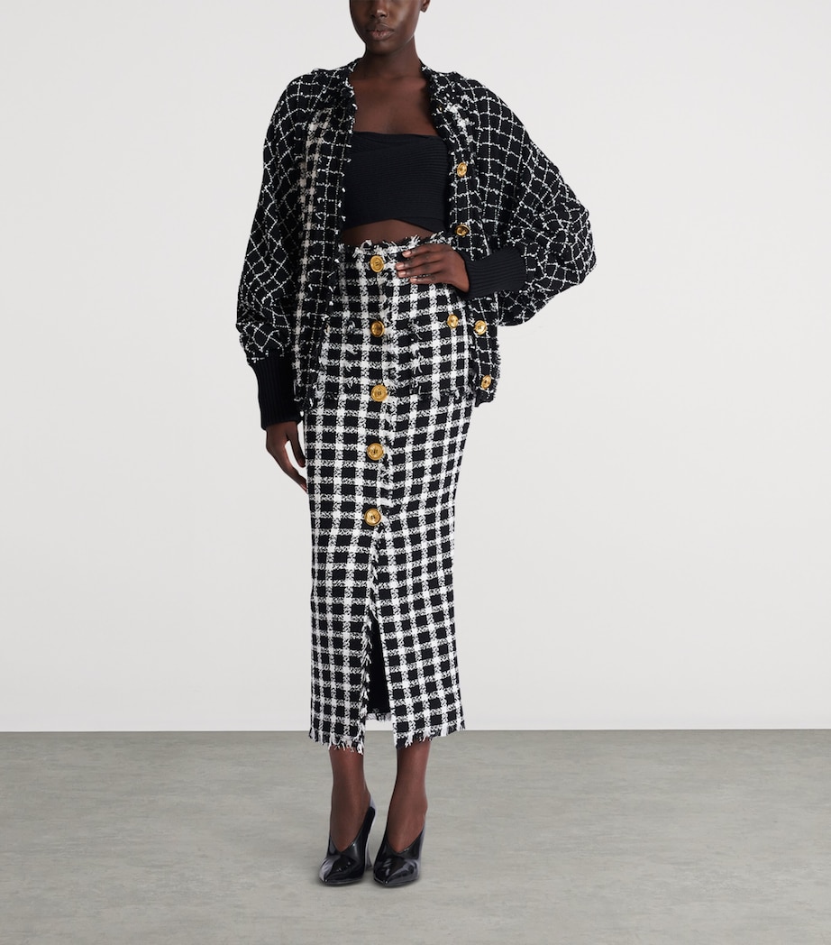 Tweed Gingham Maxi Skirt EAB NOIR/BLANC Image 3