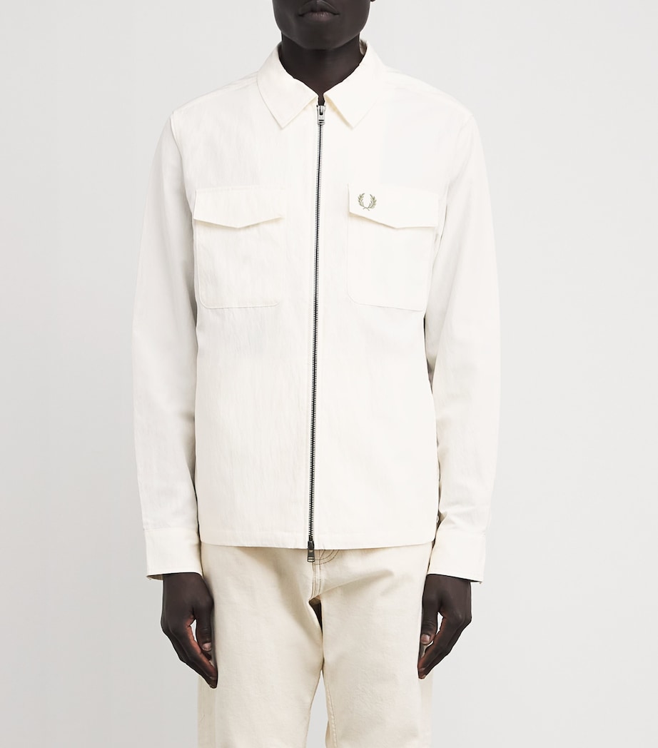 Twin-Pocket Logo Overshirt D06LT ECRU Image 3