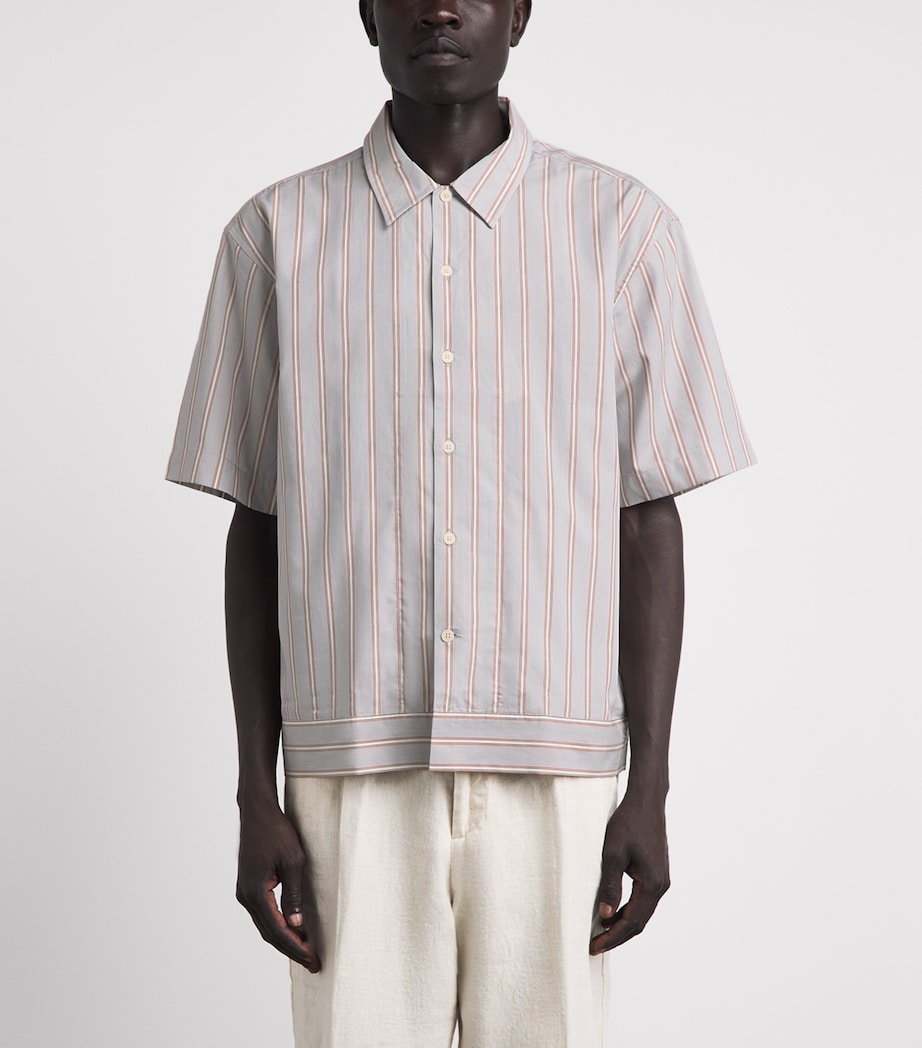 NN.07 Mens Supima Cotton Stripe Short-Sleeve Shirt Red Stripe Image 4