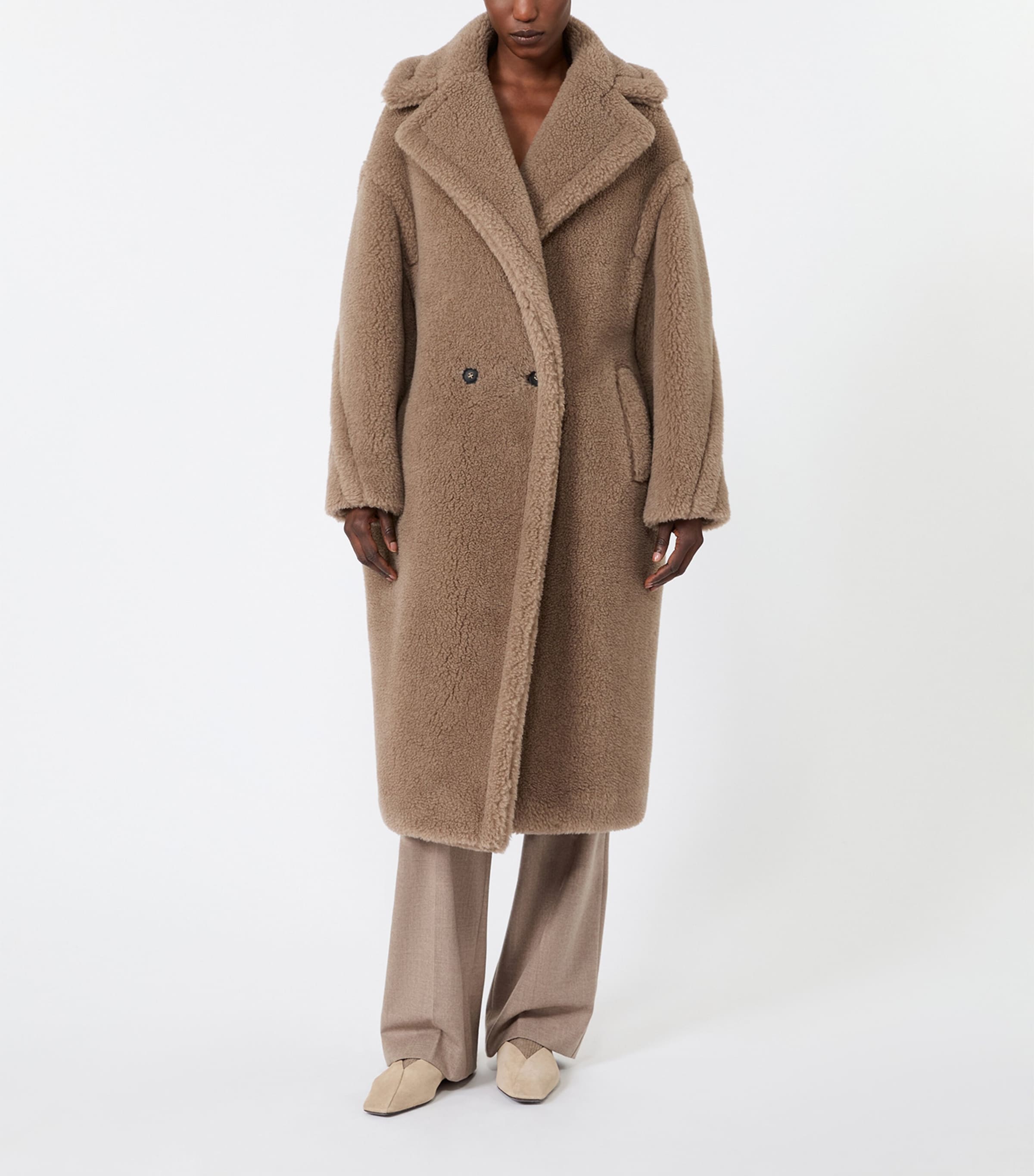 Max Mara Womens Cashmere-Silk Teddy Coat Sand Image 3