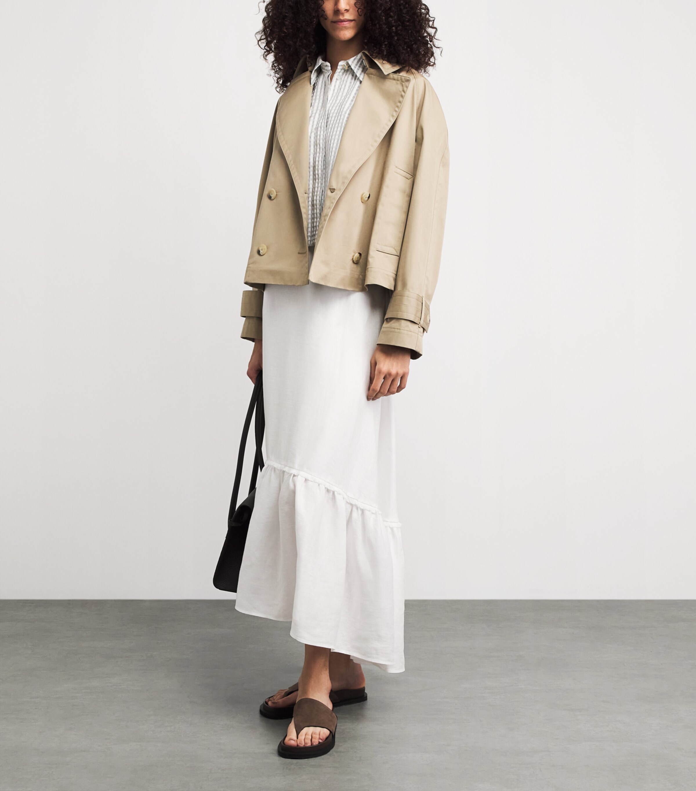 Agnona Womens Cotton Tiered Maxi Skirt White Image 2