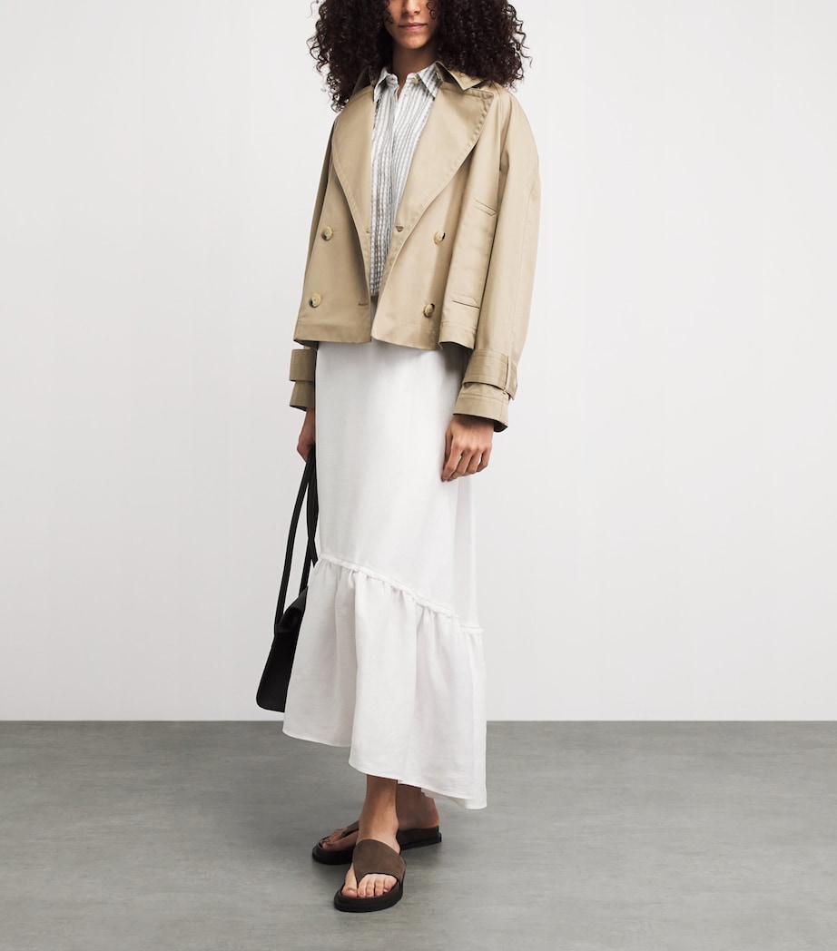 Agnona Womens Cotton Tiered Maxi Skirt White Image 2