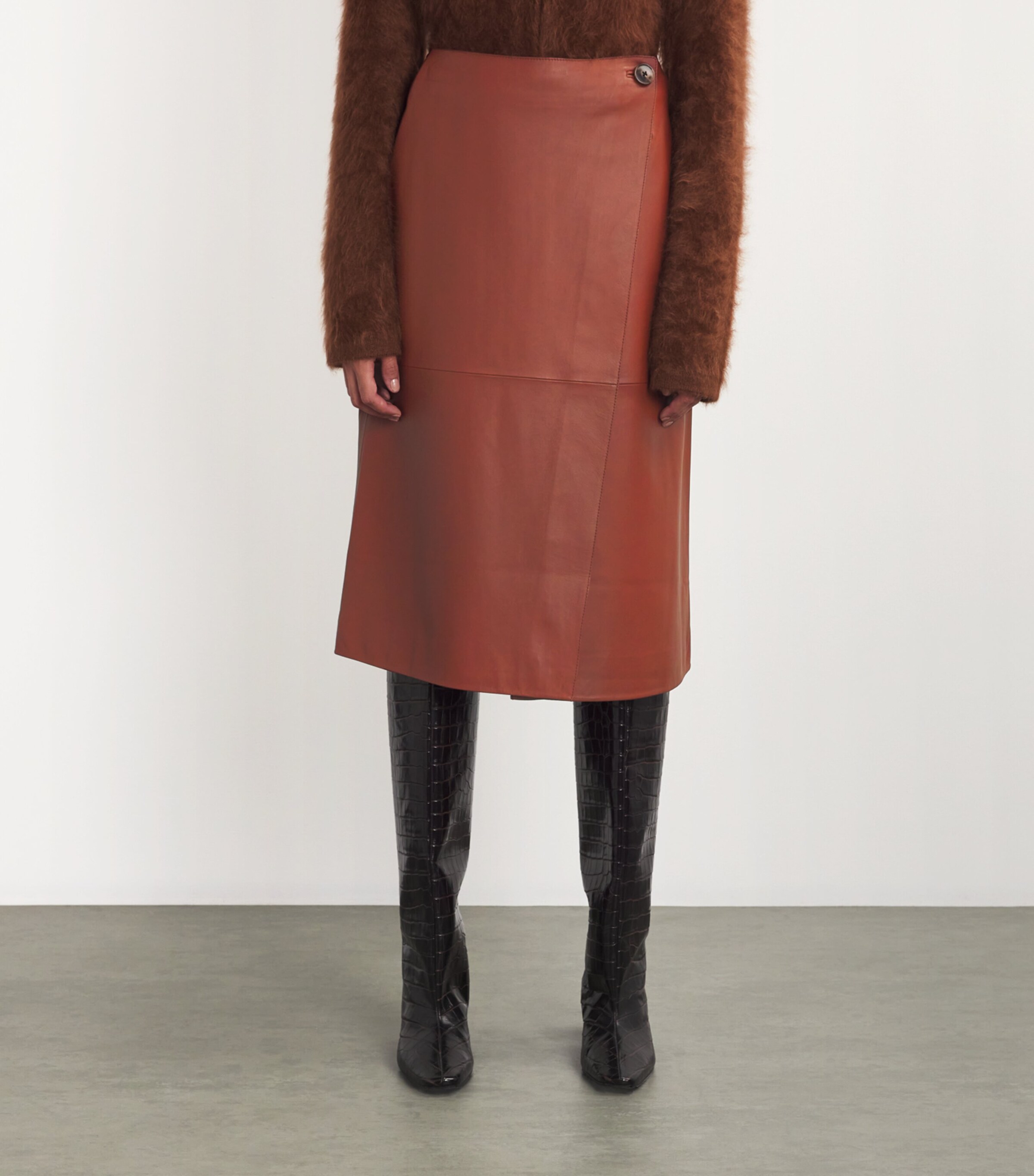 Yves Salomon Red Lambskin Wrap Skirt Harrods UK