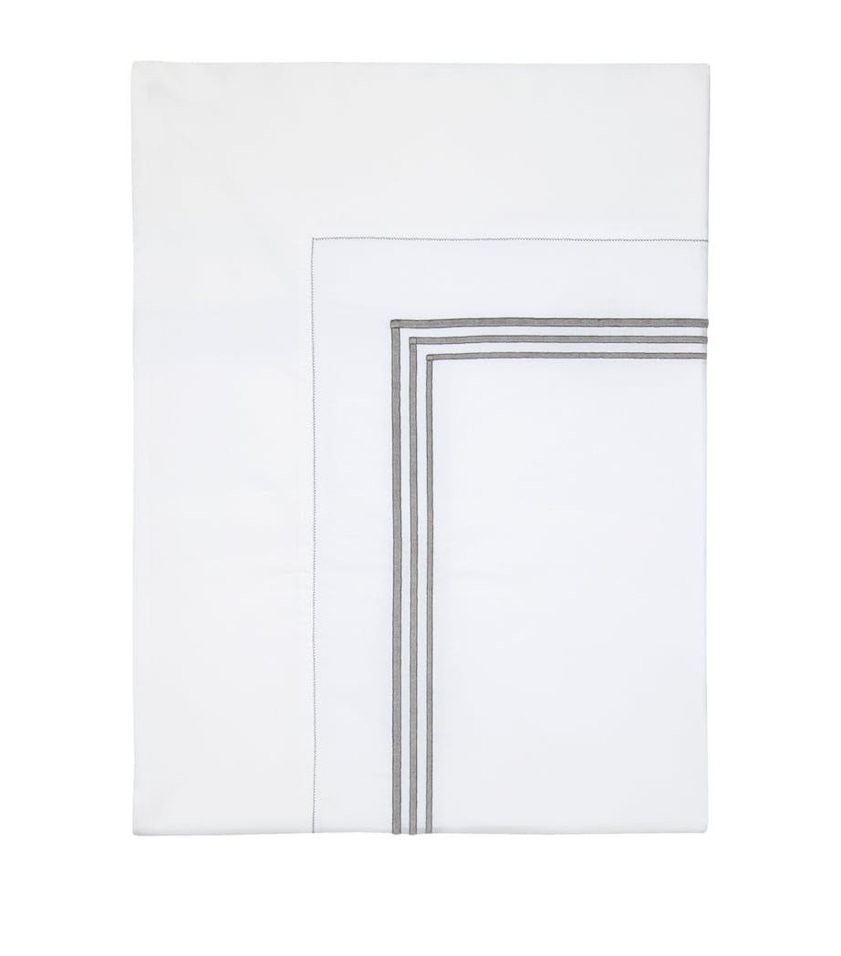 Tre Righe King Flat Sheet (275cm x 275cm) WHT/CHARCOAL Image 1