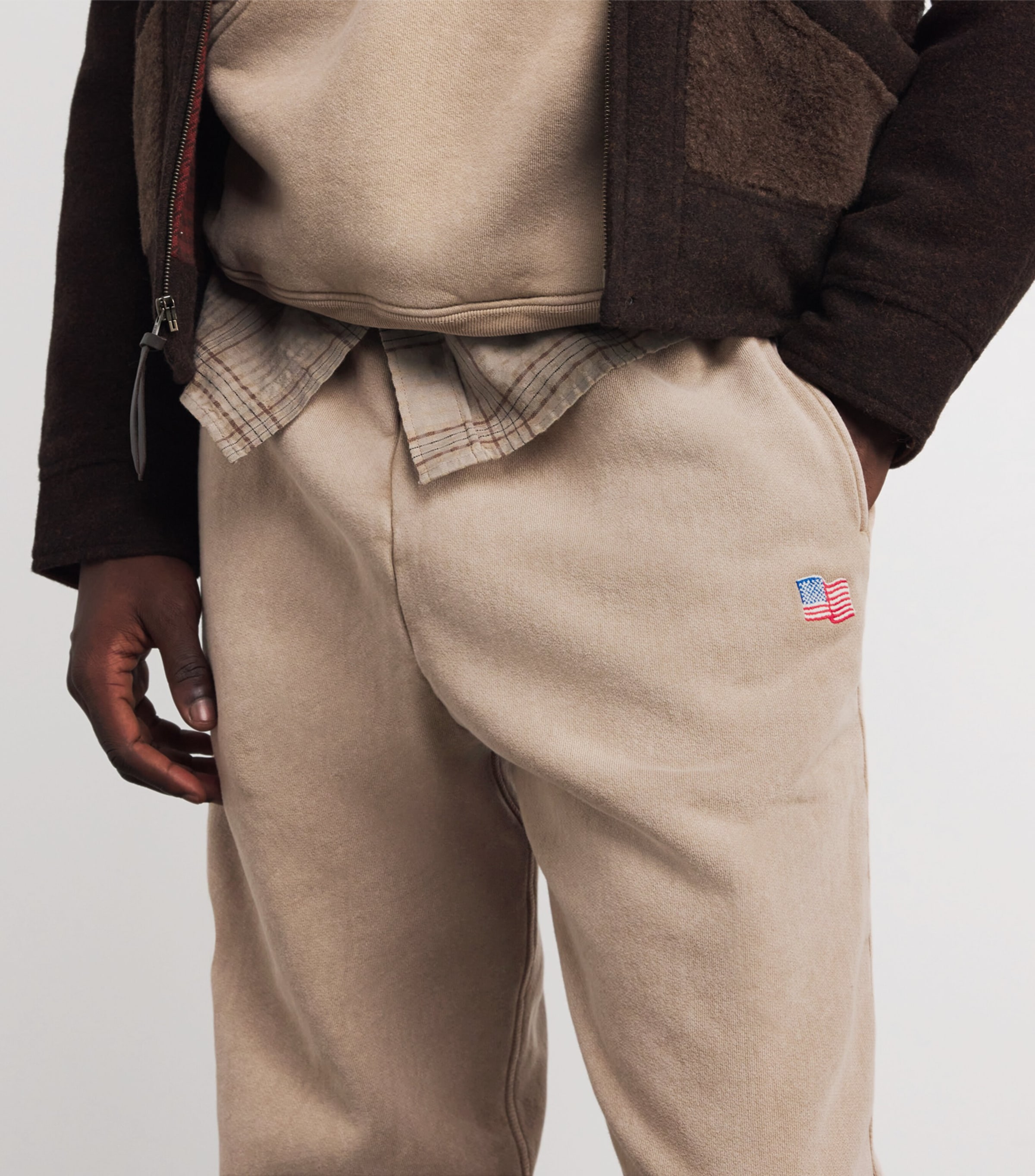 Cotton Logo Print Hollywood Sweatpants TAN Image 6