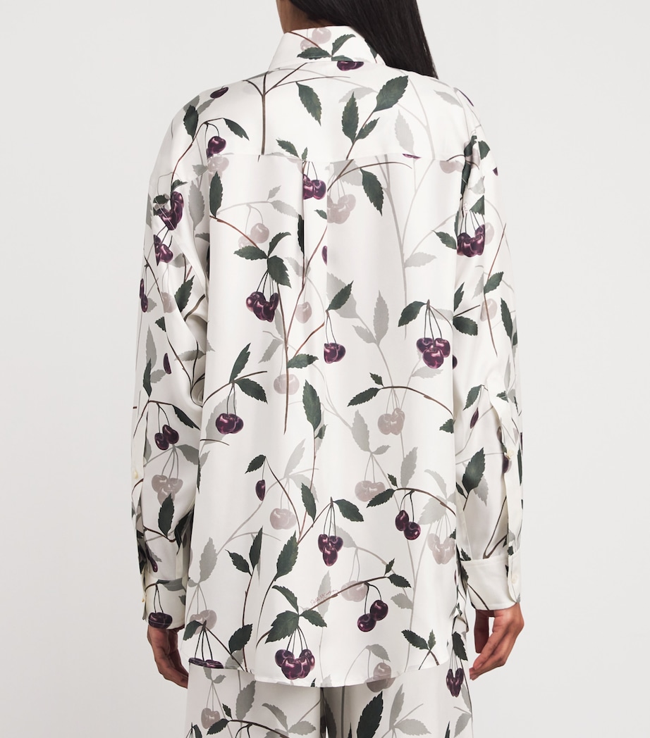 Silk High Summer Cherry Print Shirt 9200 CREAM Image 4