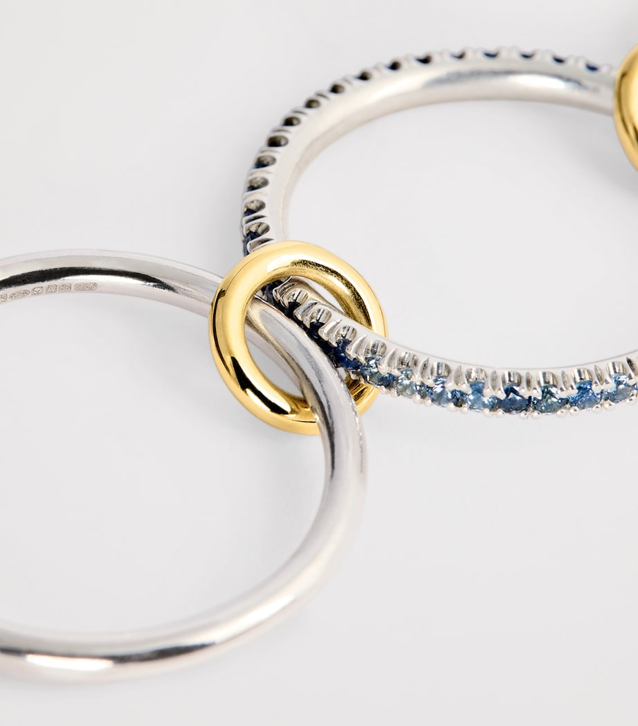 Sterling Silver, Yellow Gold and Sapphire Tigris Blue Ombré Ring SILVER Image 5